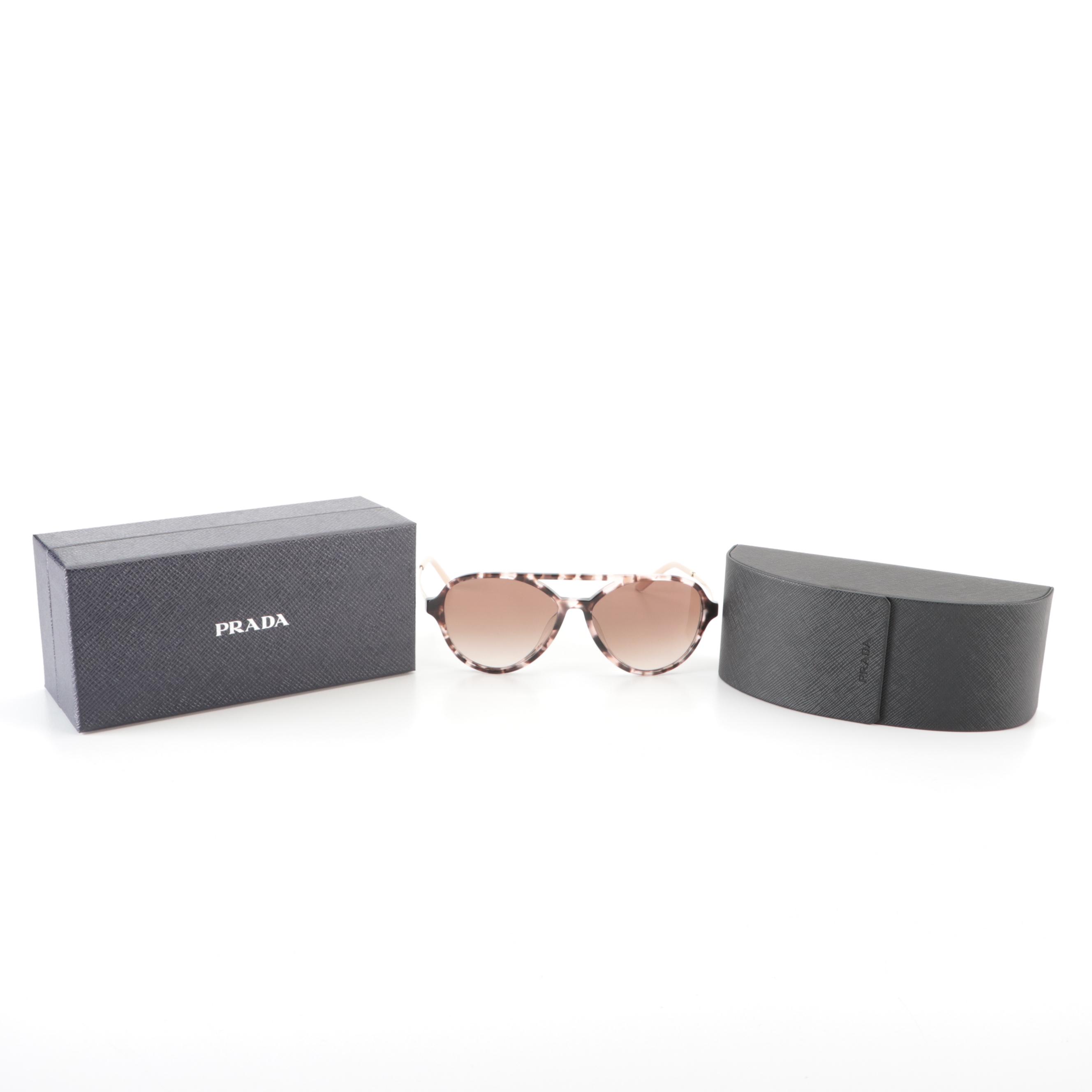 Prada SPR13W-F Orchid Havana Pilot Sunglasses with Case and Box