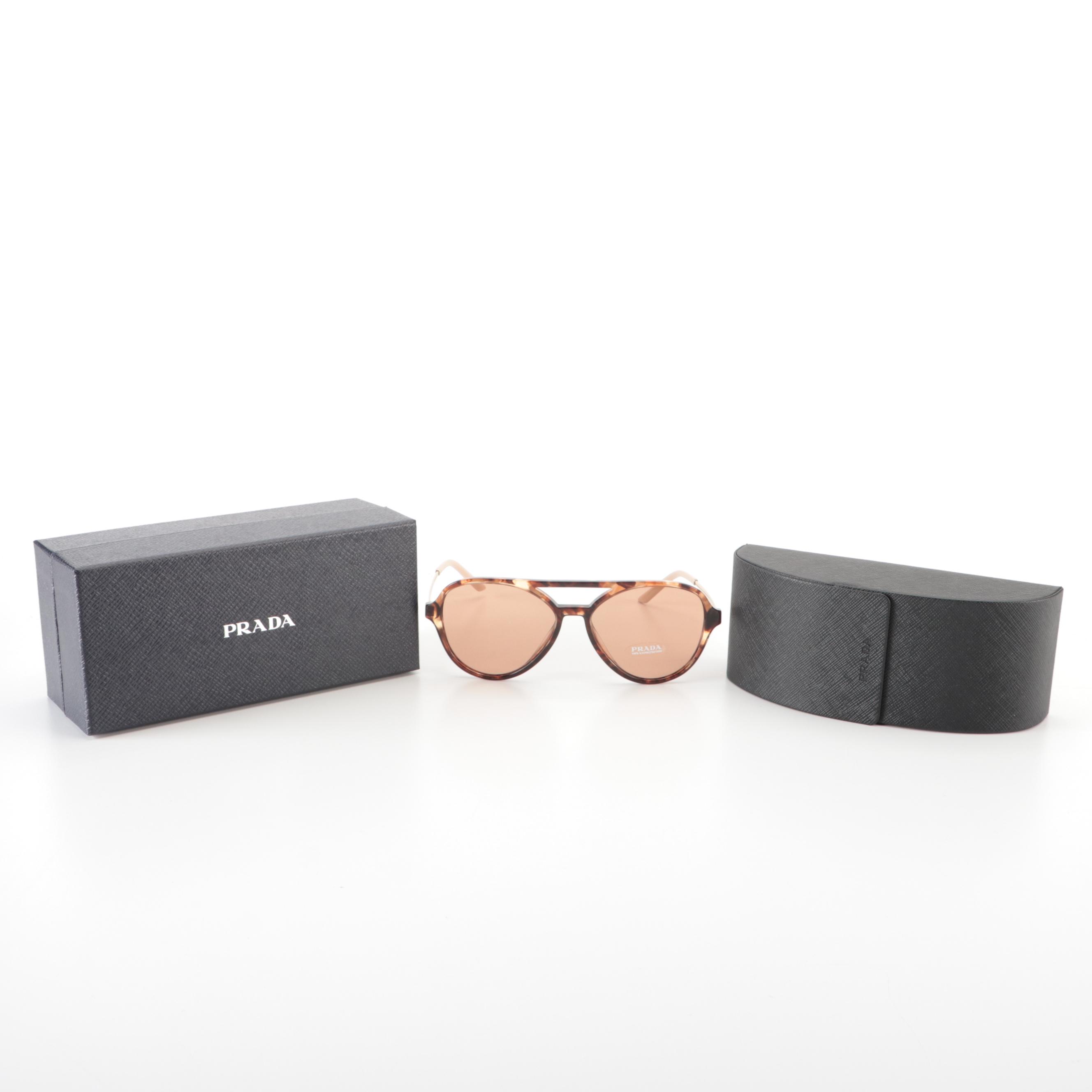 Prada SPR13W Aviator Sunglasses with Case and Box