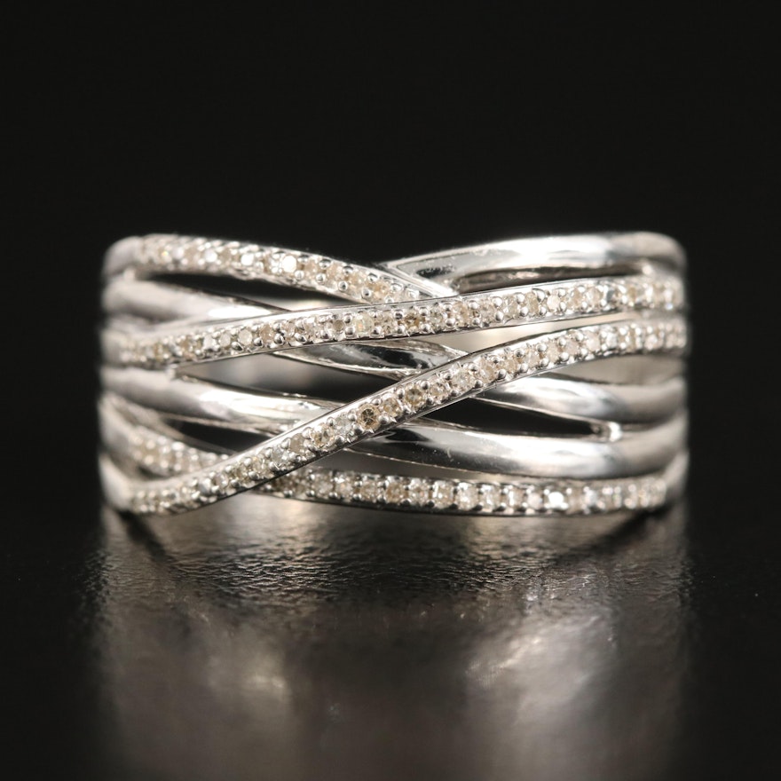 Sterling Diamond Crossover Ring