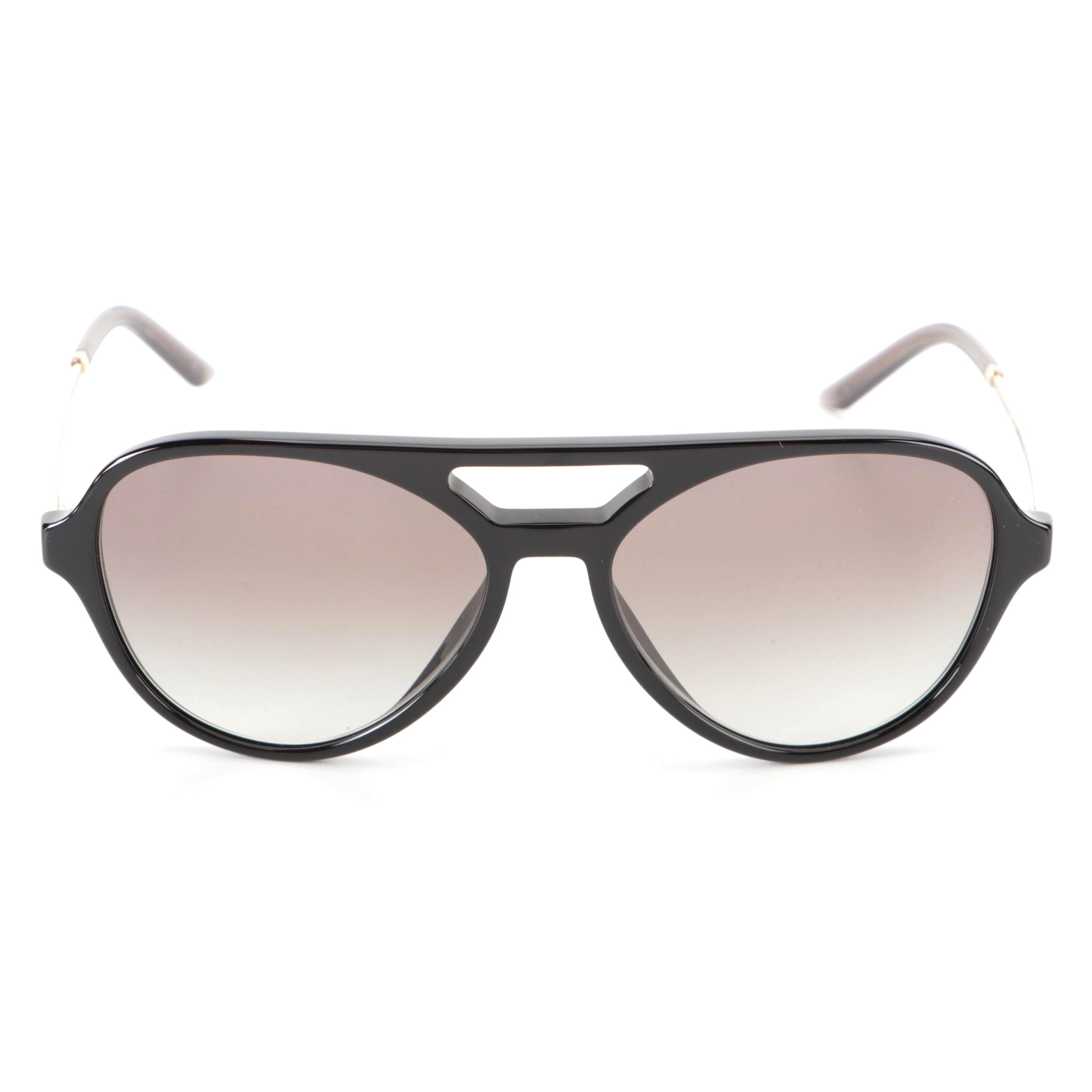 Prada Black Gradient Aviator Sunglasses with Case and Box