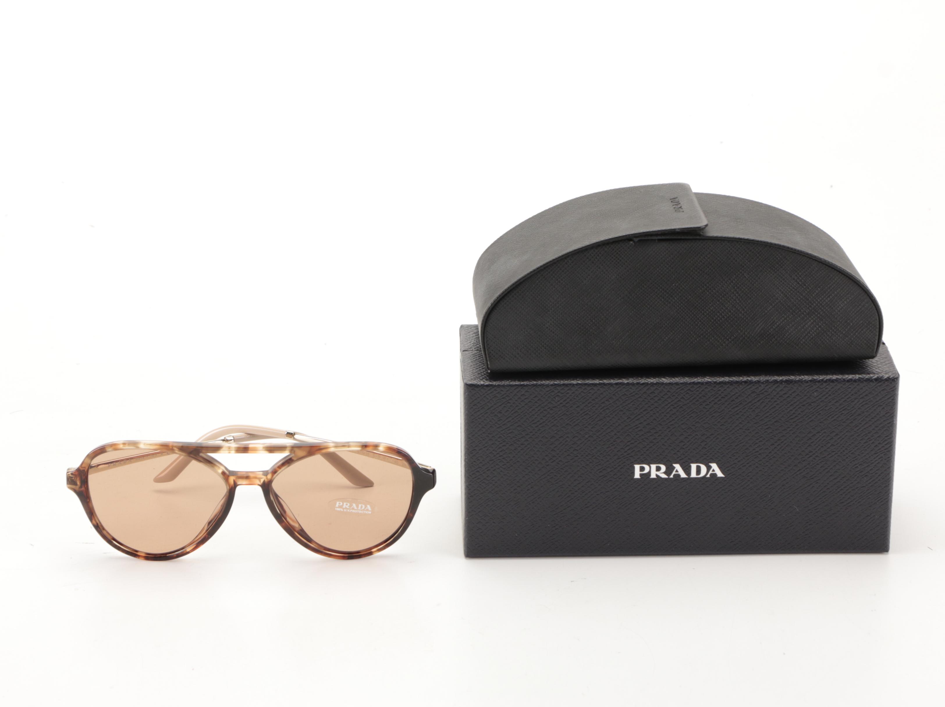 Prada SPR13W Aviator Sunglasses with Case and Box