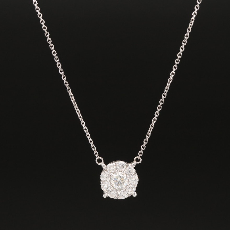 14K 0.77 CTW Diamond Cluster Necklace