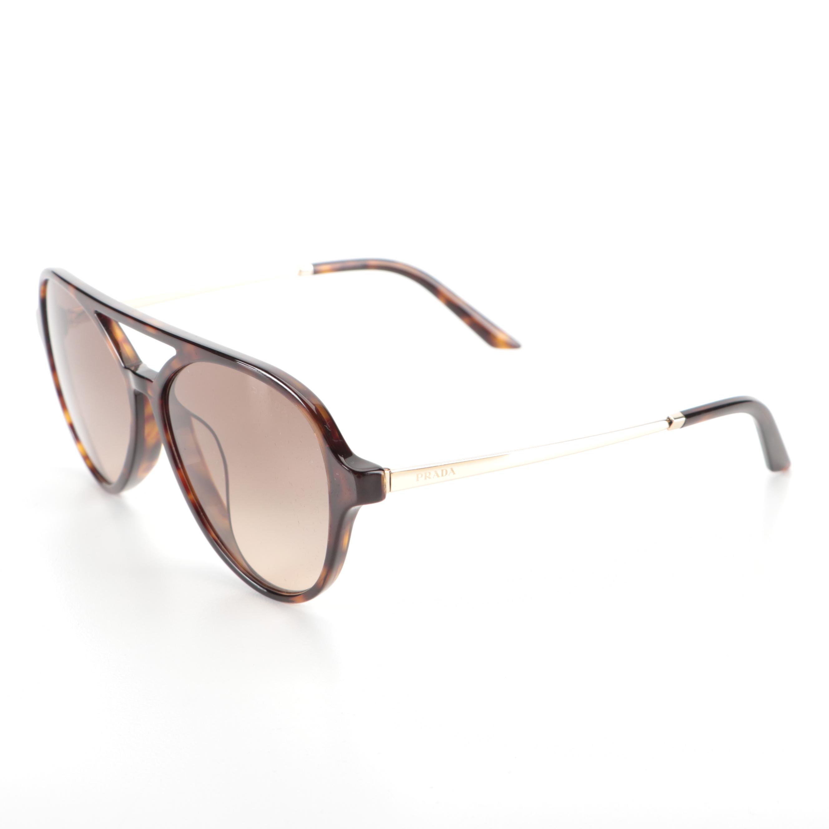 Prada SPR 13W-F Aviator Style Sunglasses with Case and Box