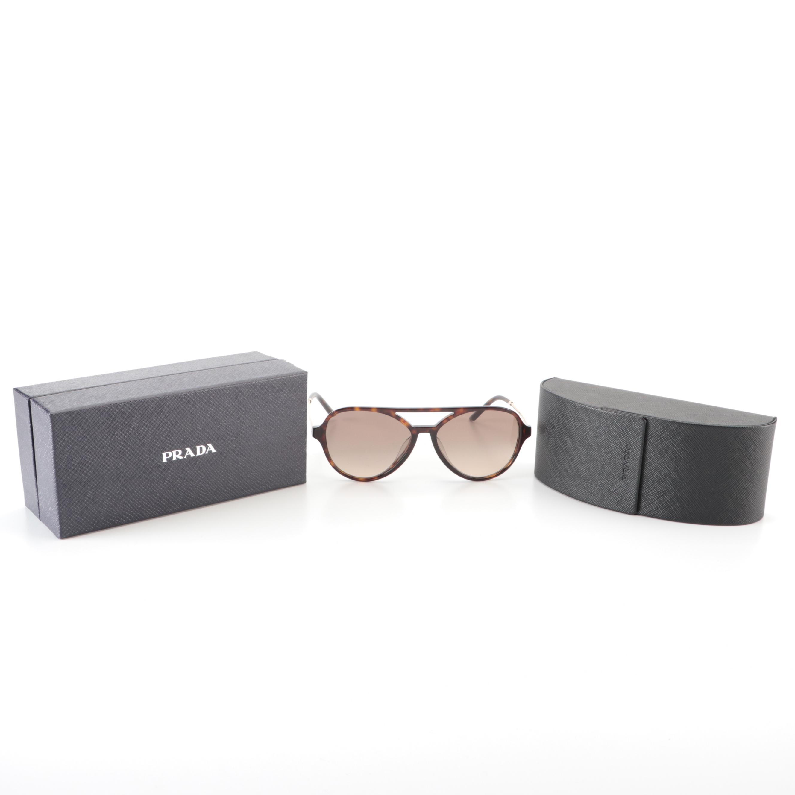 Prada SPR 13W-F Aviator Style Sunglasses with Case and Box