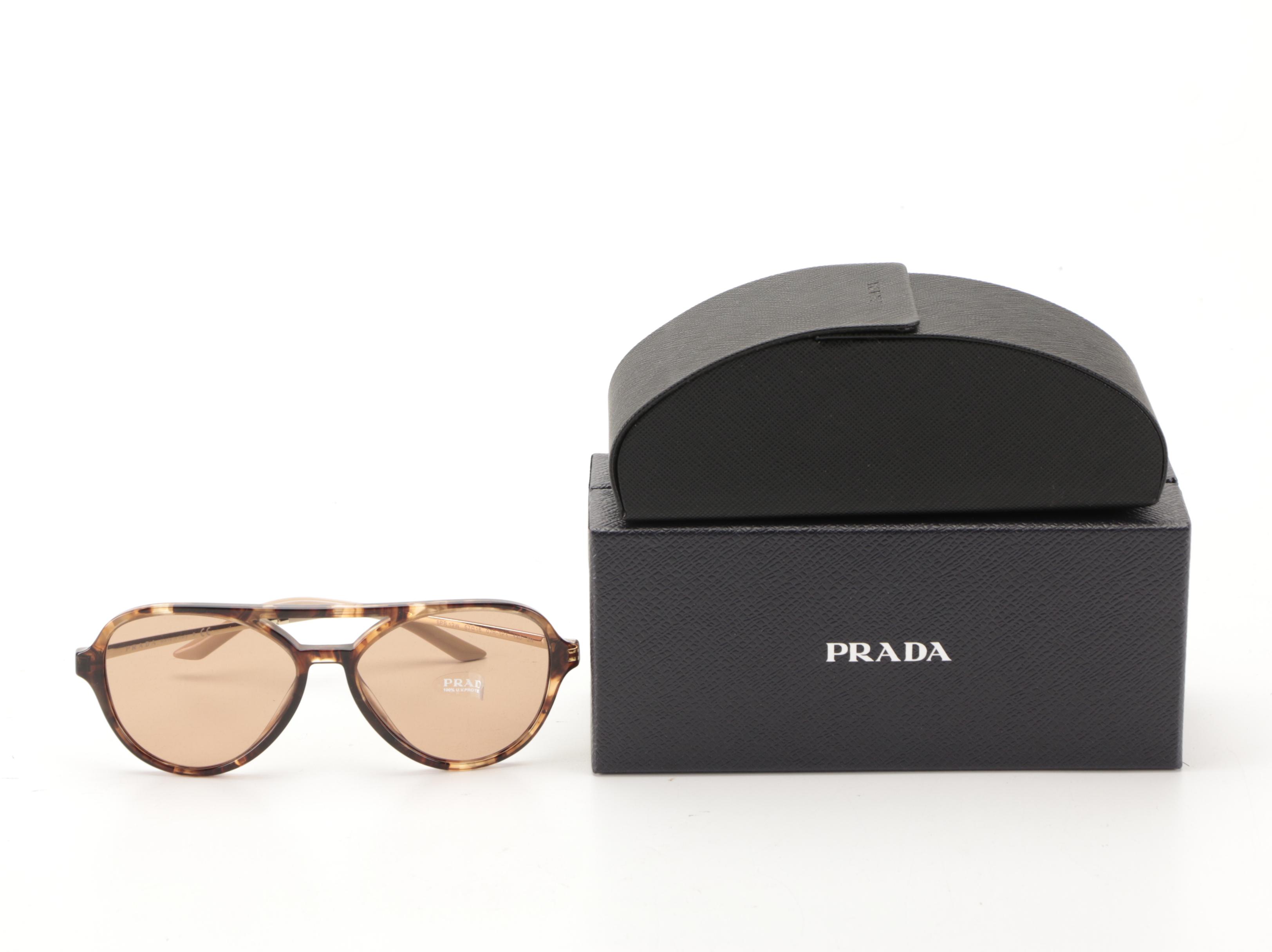 Prada SPR13W Aviator Sunglasses with Case and Box