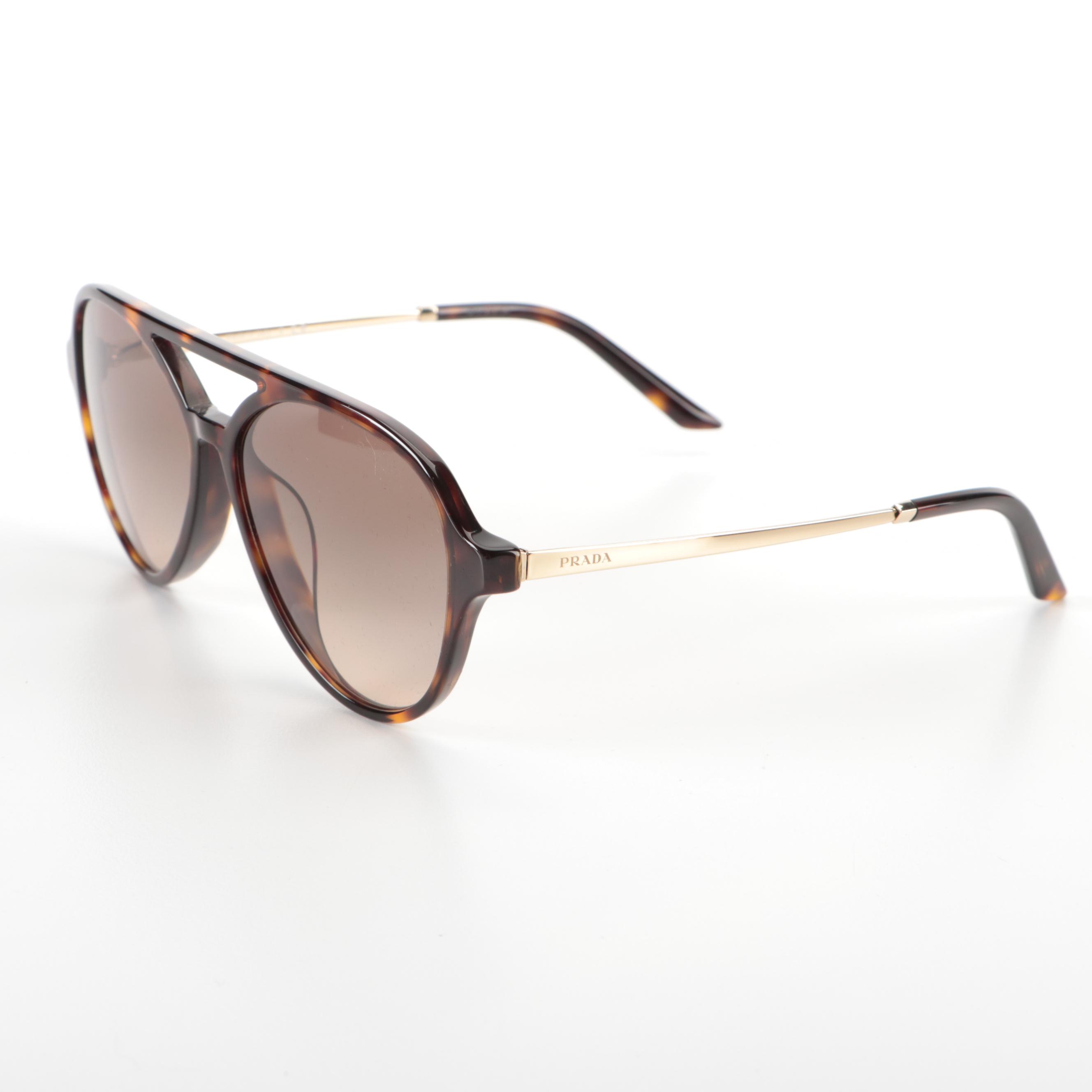 Prada SPR 13W-F Aviator Style Sunglasses with Case and Box