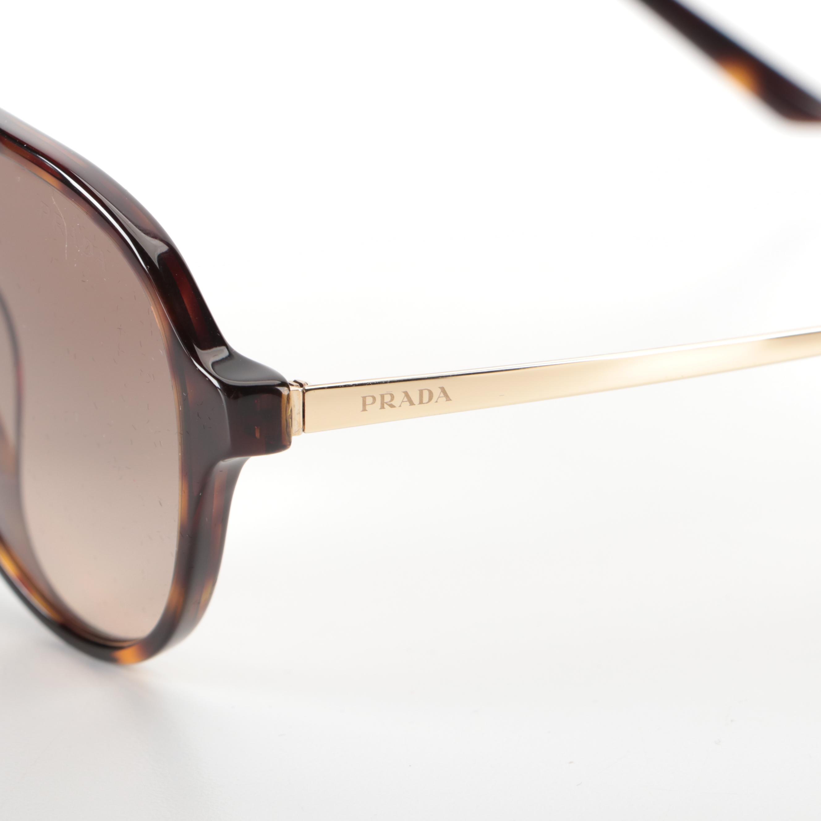 Prada SPR 13W-F Aviator Style Sunglasses with Case and Box