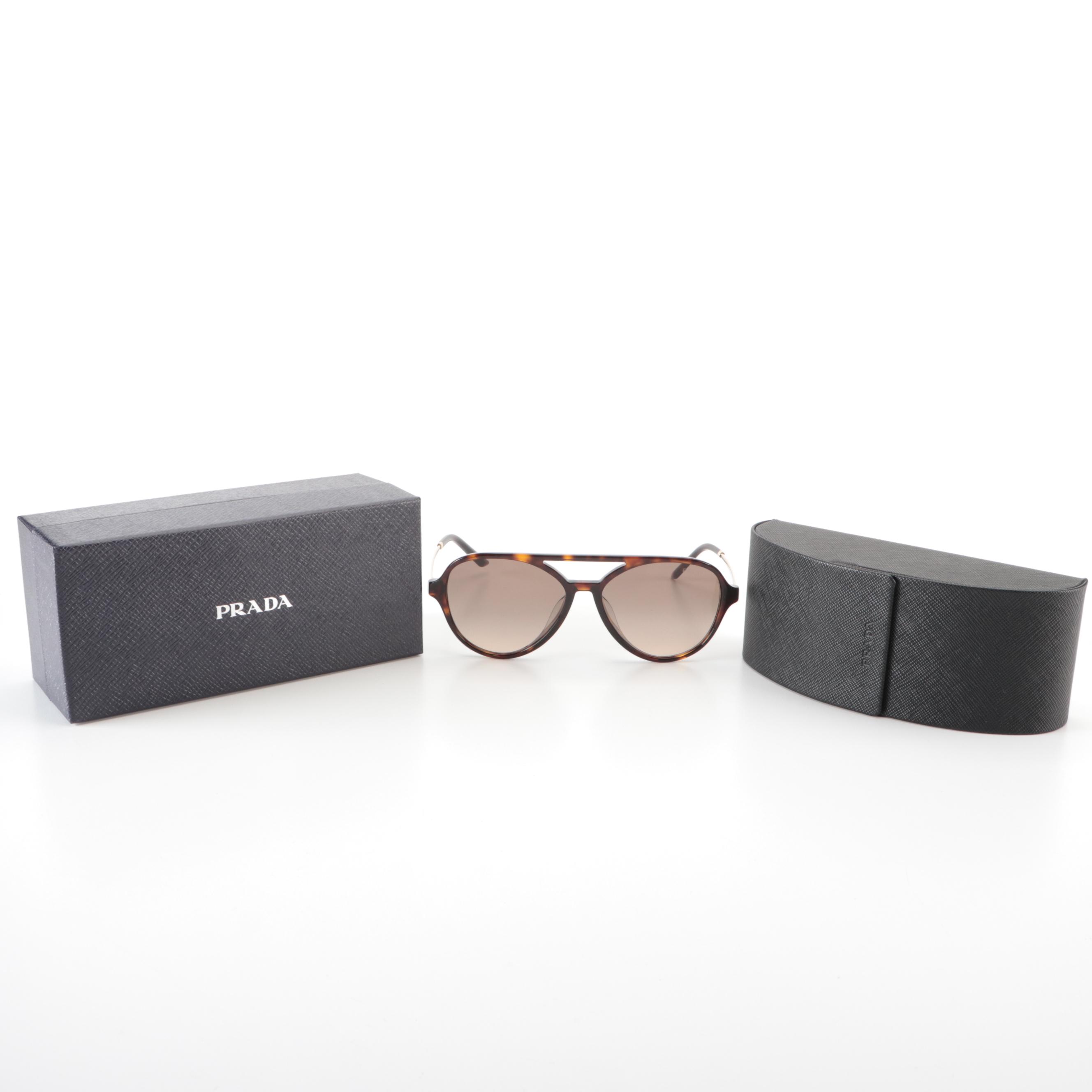 Prada SPR 13W-F Aviator Style Sunglasses with Case and Box