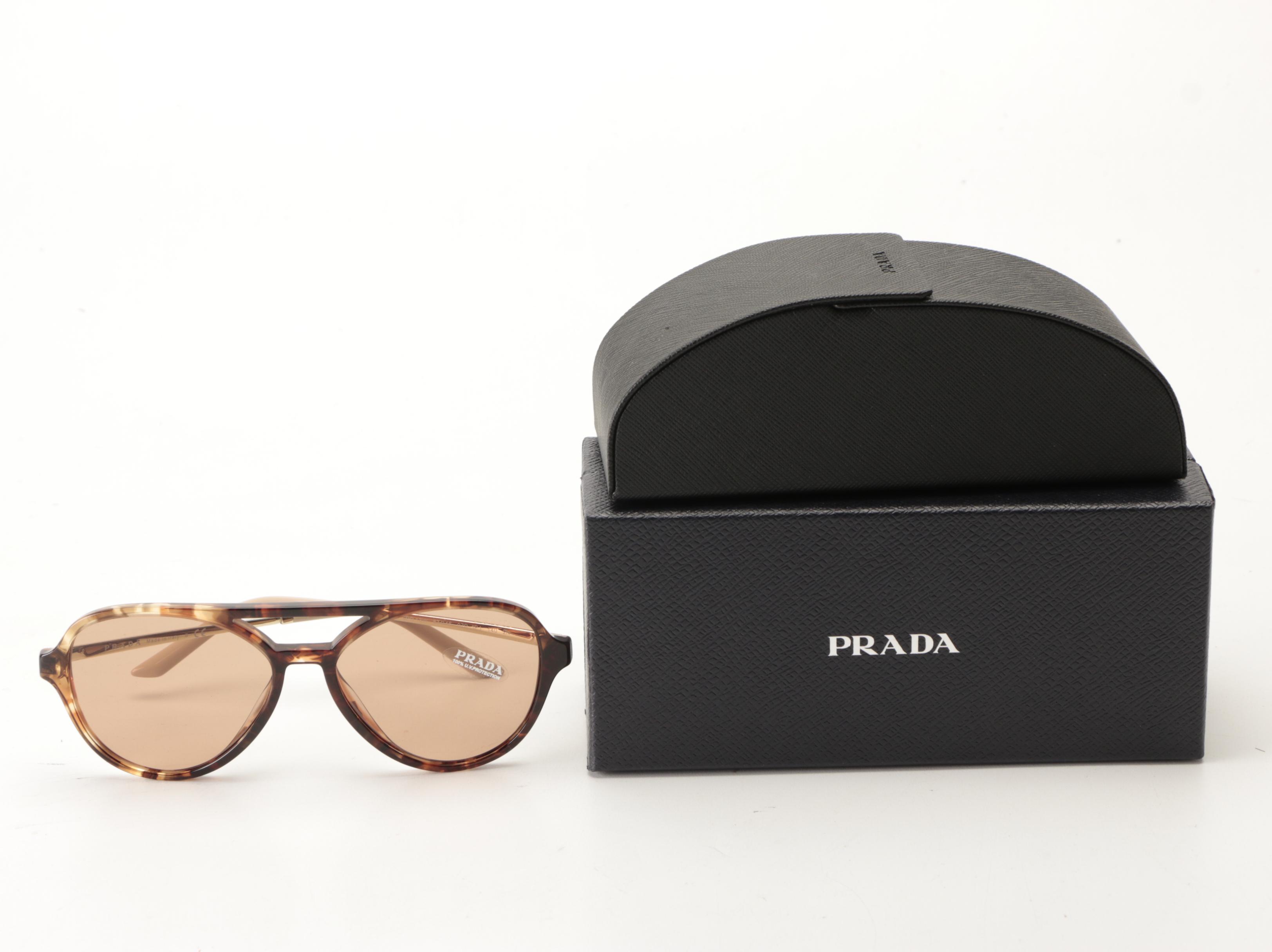 Prada SPR 13W Aviator Style Sunglasses with Case and Box