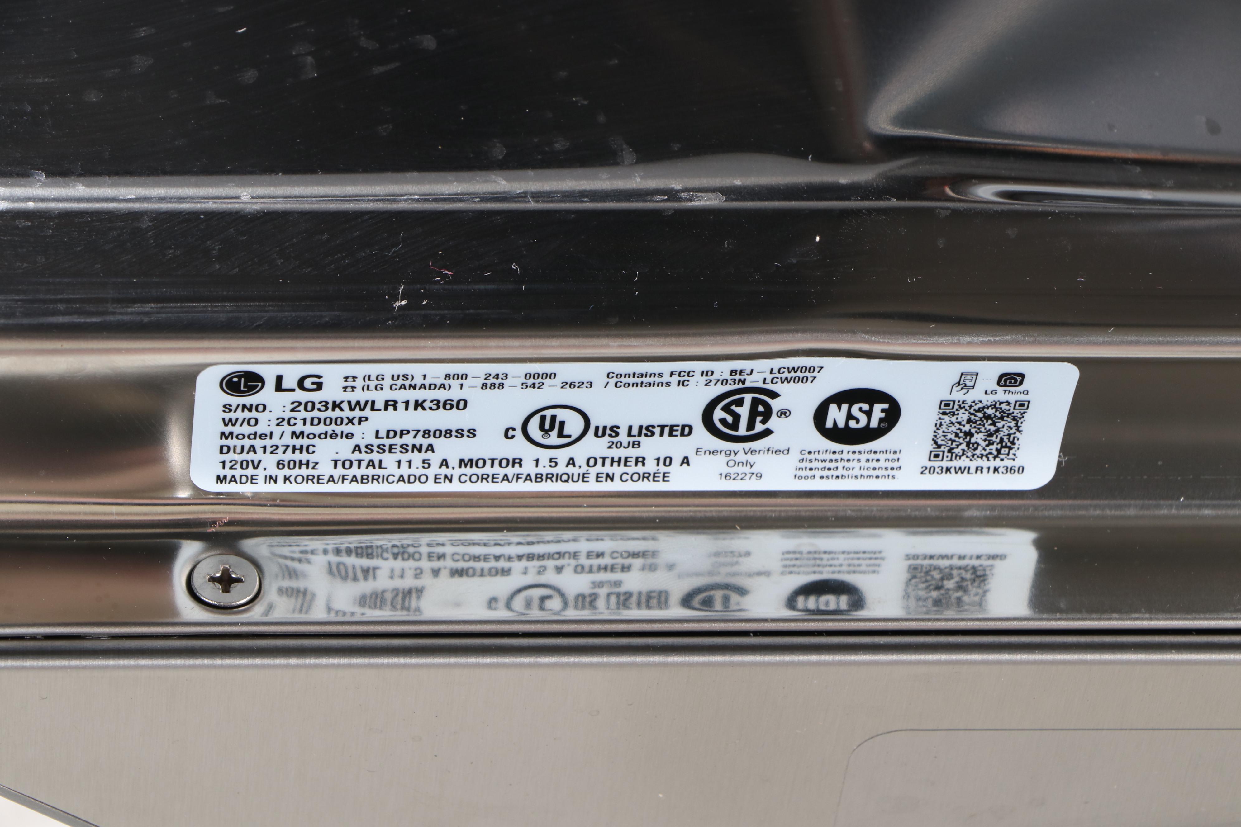 LG Stainless Steel Control Top QuadWash Smart Wi-Fi Enabled Dishwasher