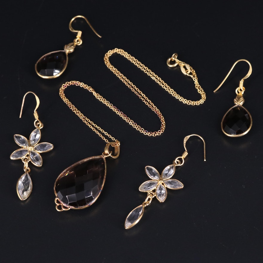 Sterling Silver Topaz and Smoky Quartz Jewelry Collection
