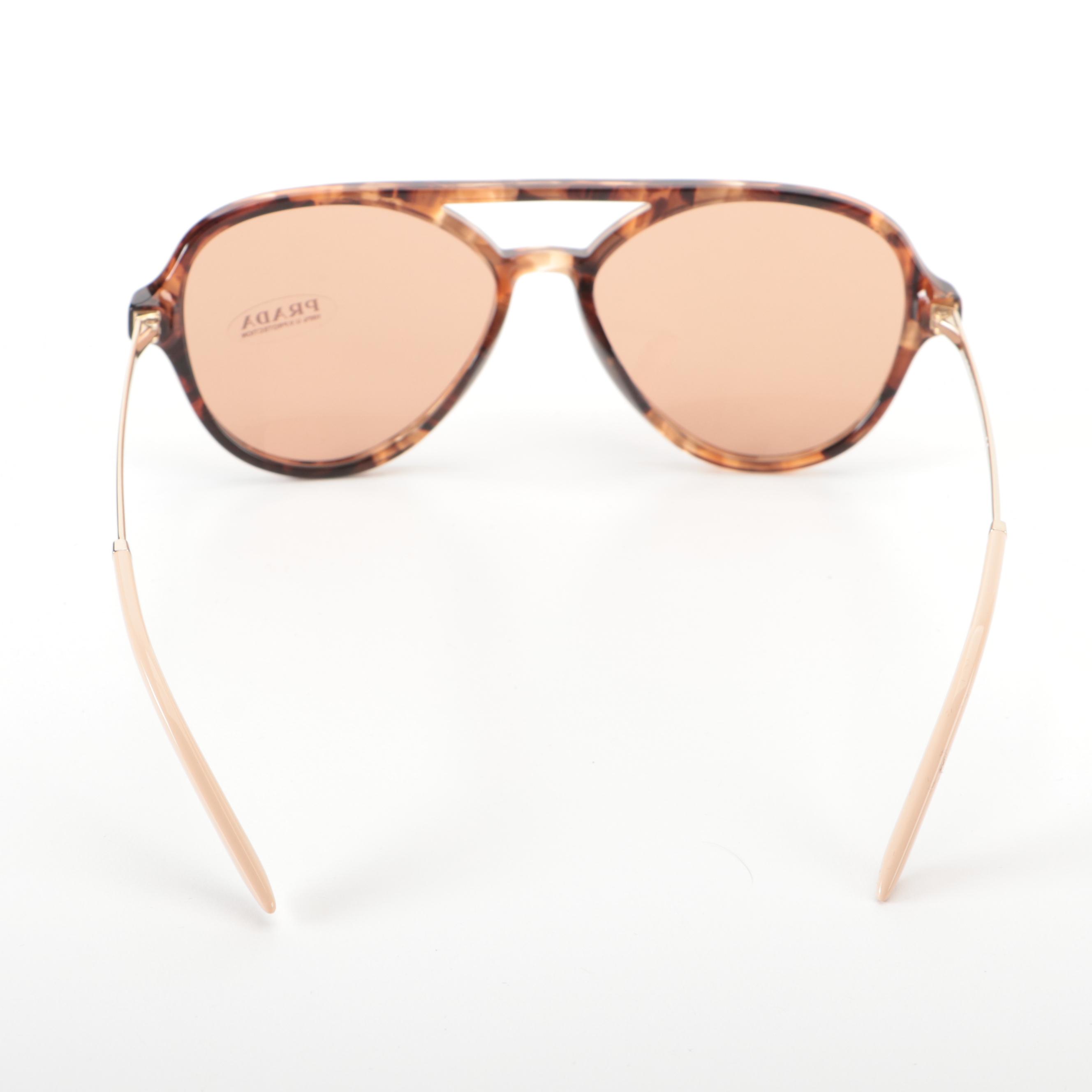 Prada SPR13W Havana Pilot Sunglasses with Case and Box