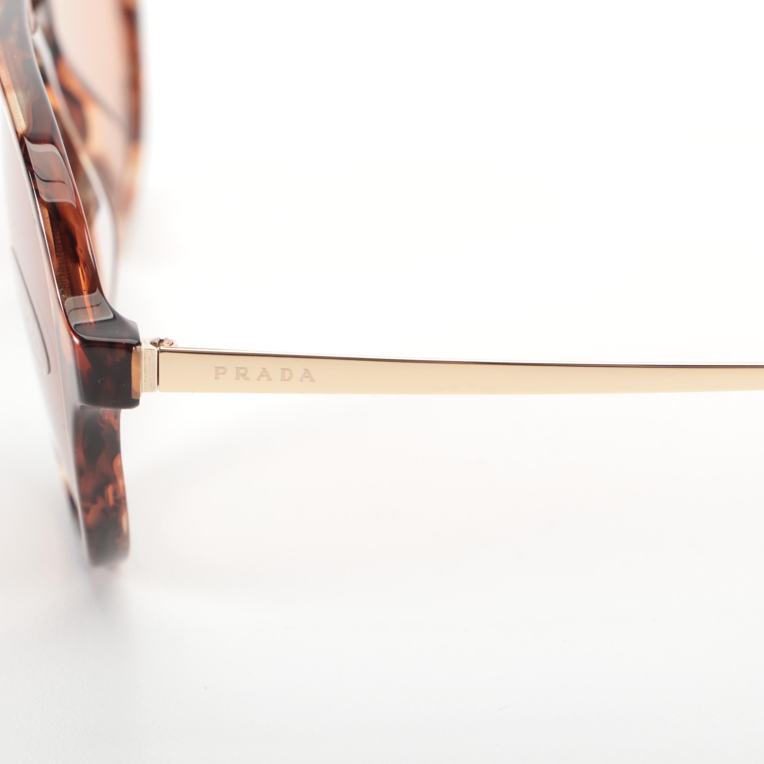 Prada SPR13W Havana Pilot Sunglasses with Case and Box