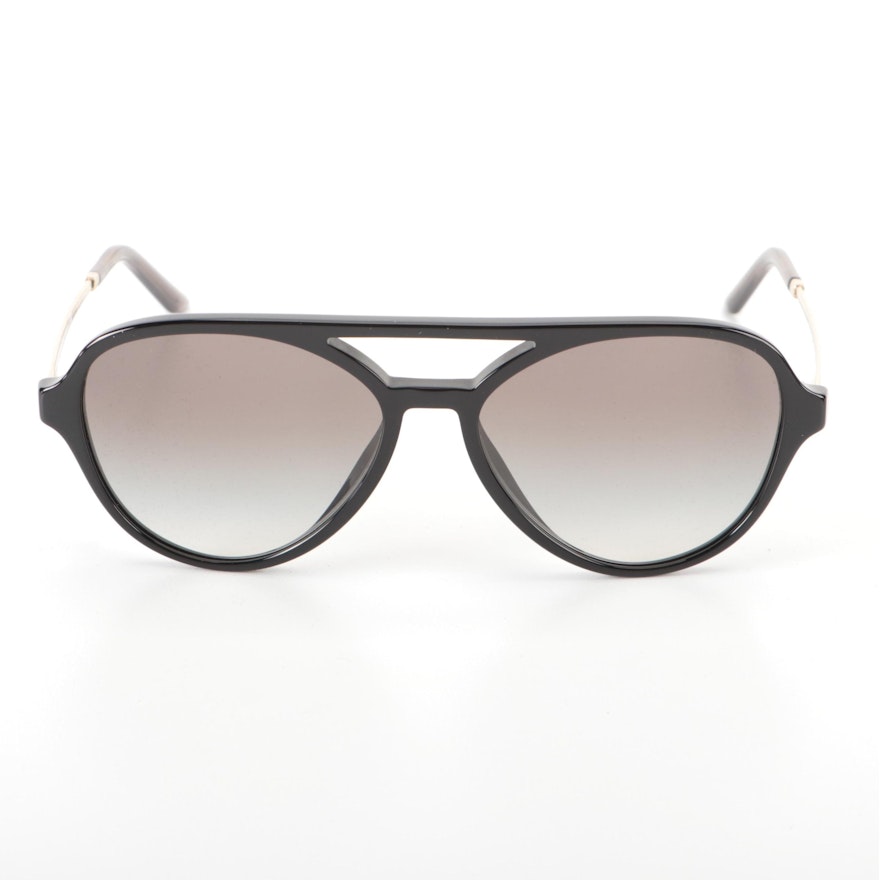 Prada SPR13W Glossy Black Pilot Sunglasses with Case and Box