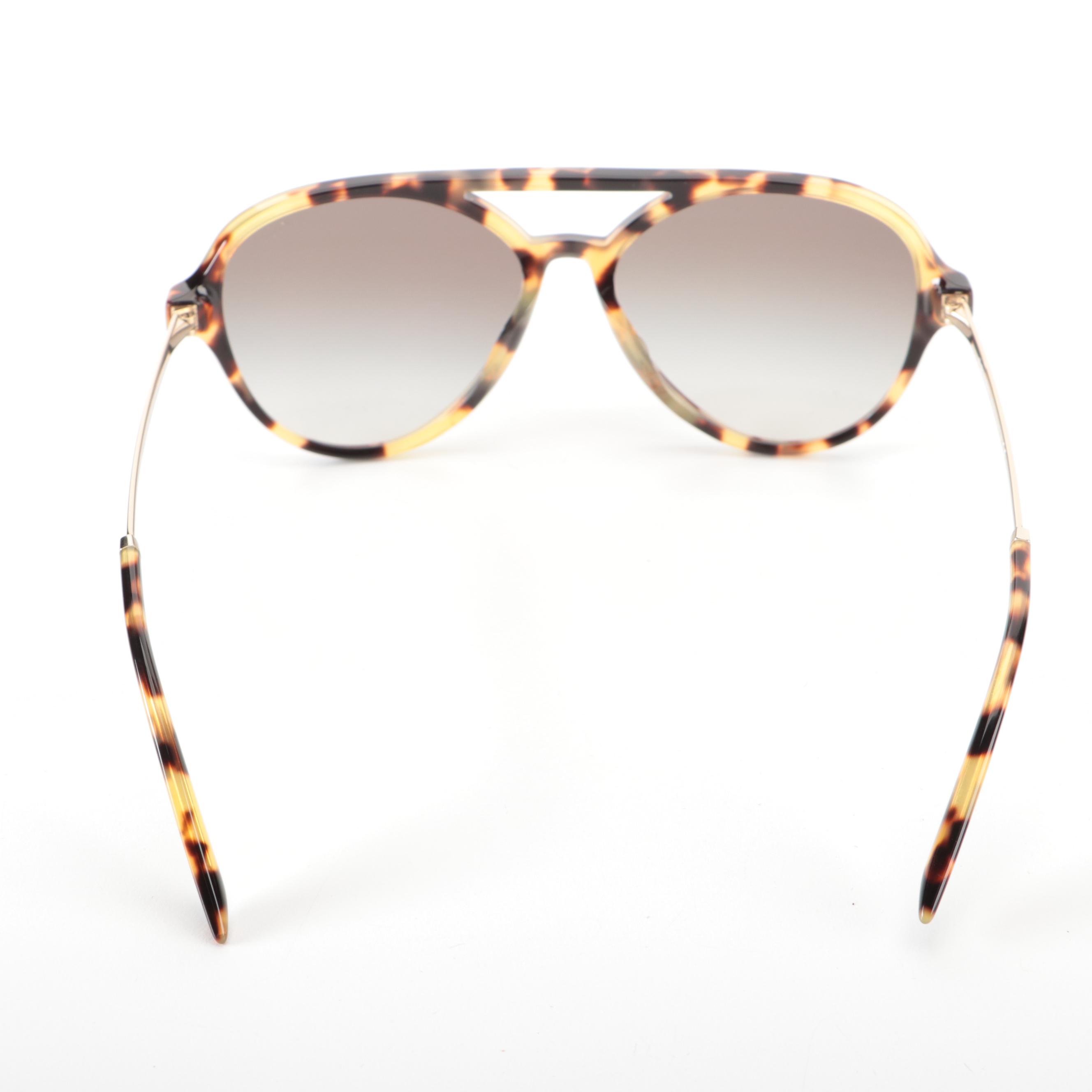 Prada SPR13WF Havana Pilot Sunglasses with Case and Box