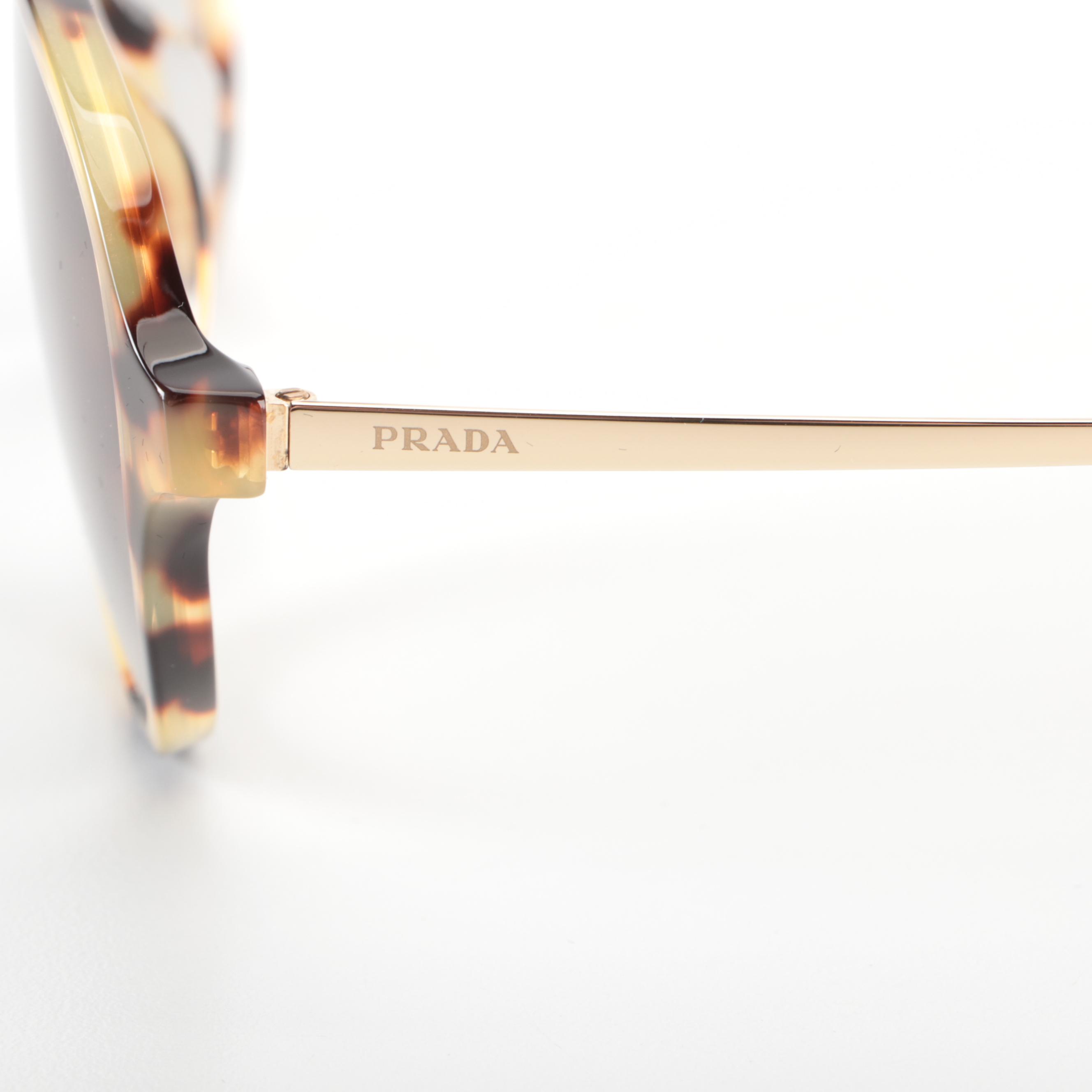 Prada SPR13WF Havana Pilot Sunglasses with Case and Box