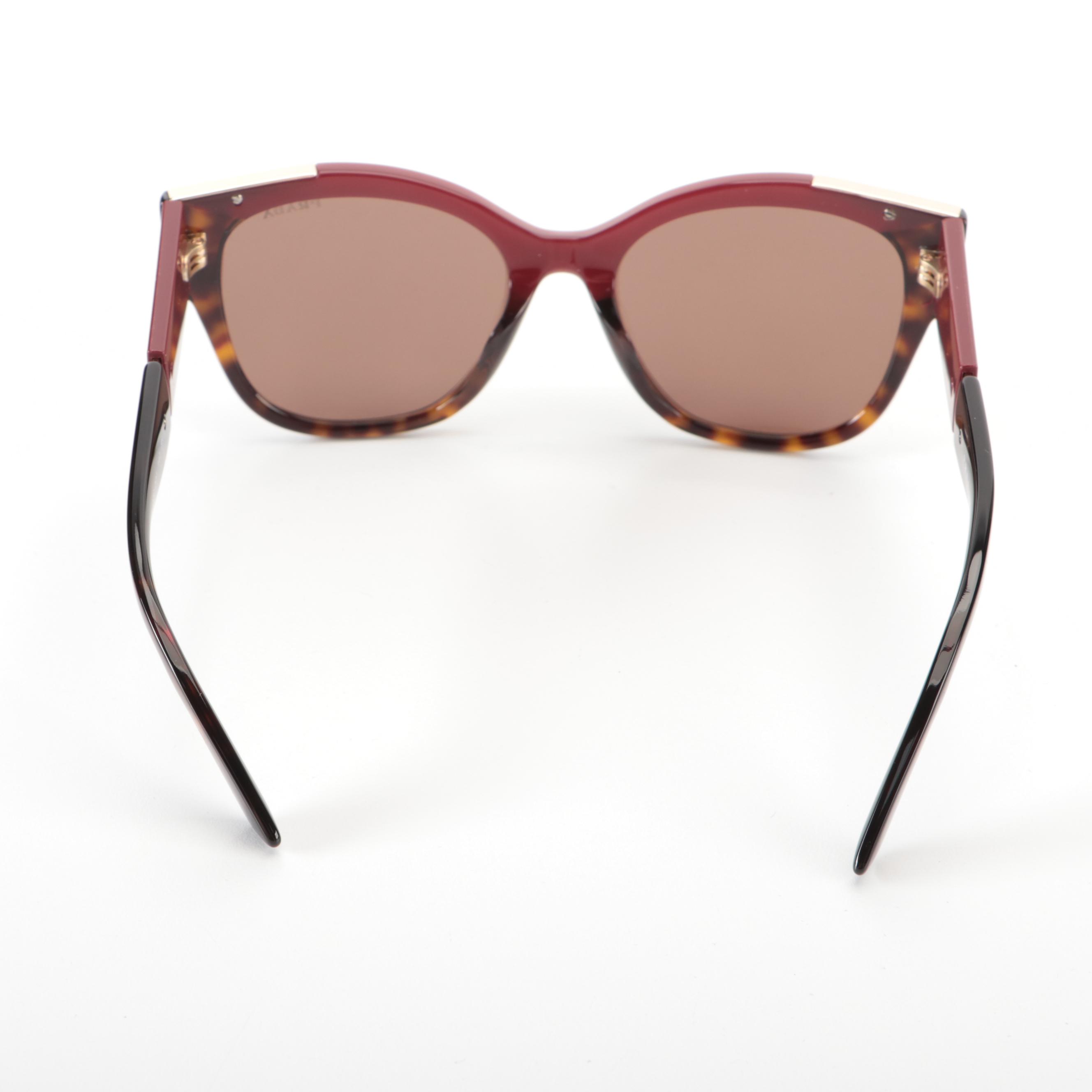 Prada SPR02W-F Burgundy Dark Havana Sunglasses with Case and Box