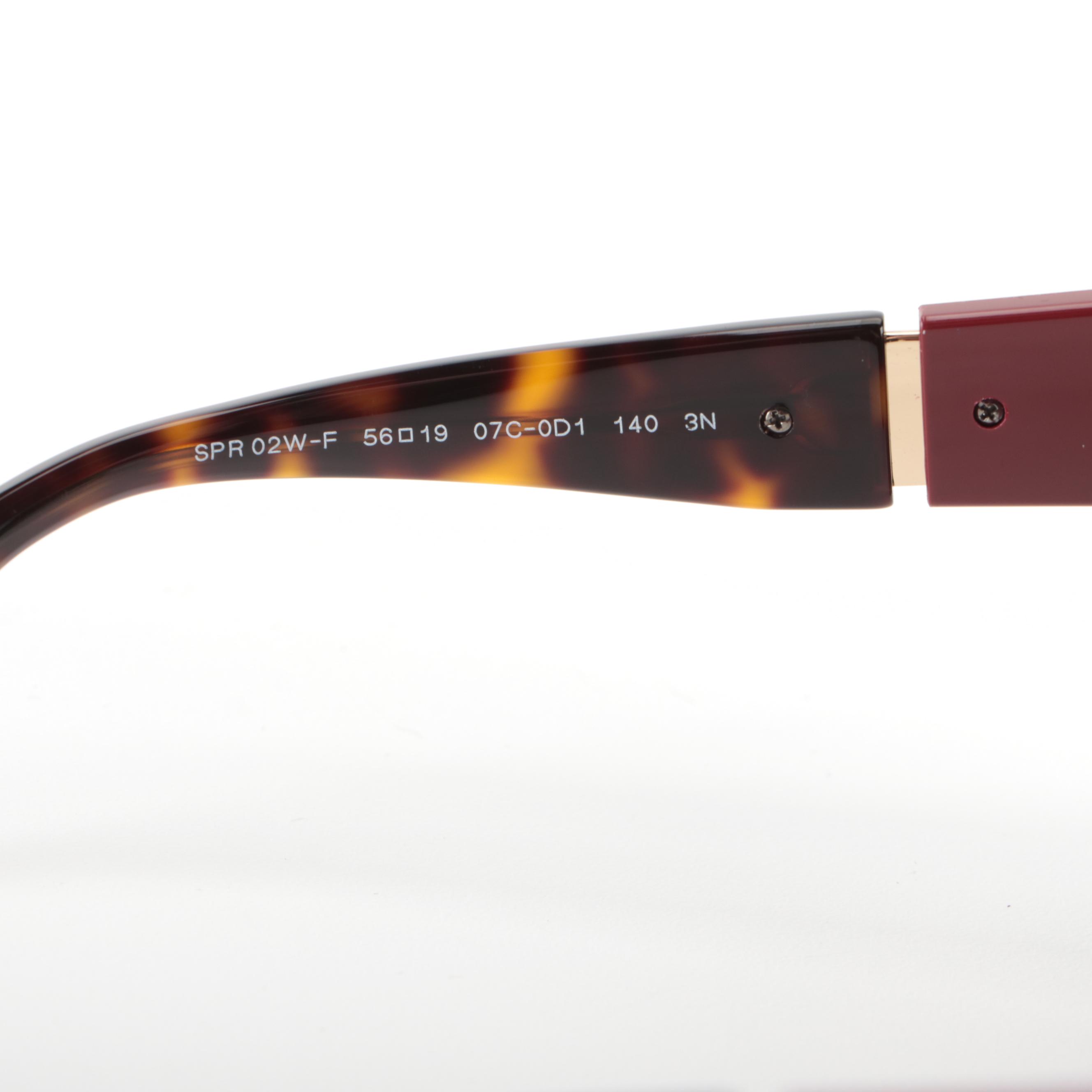 Prada SPR02W-F Burgundy Dark Havana Sunglasses with Case and Box