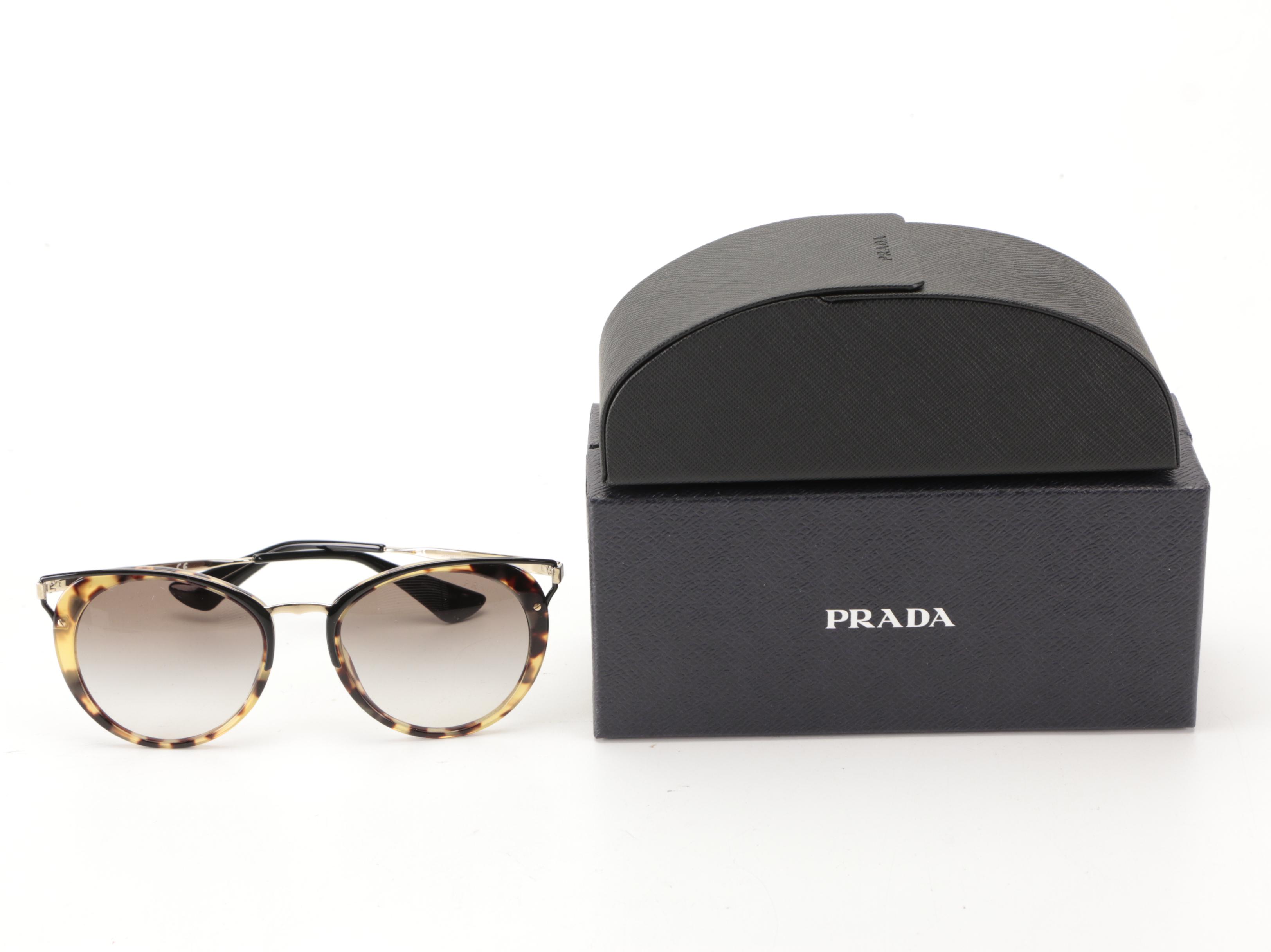 Prada SPR66T Modified Cat Eye Sunglasses with Case and Box