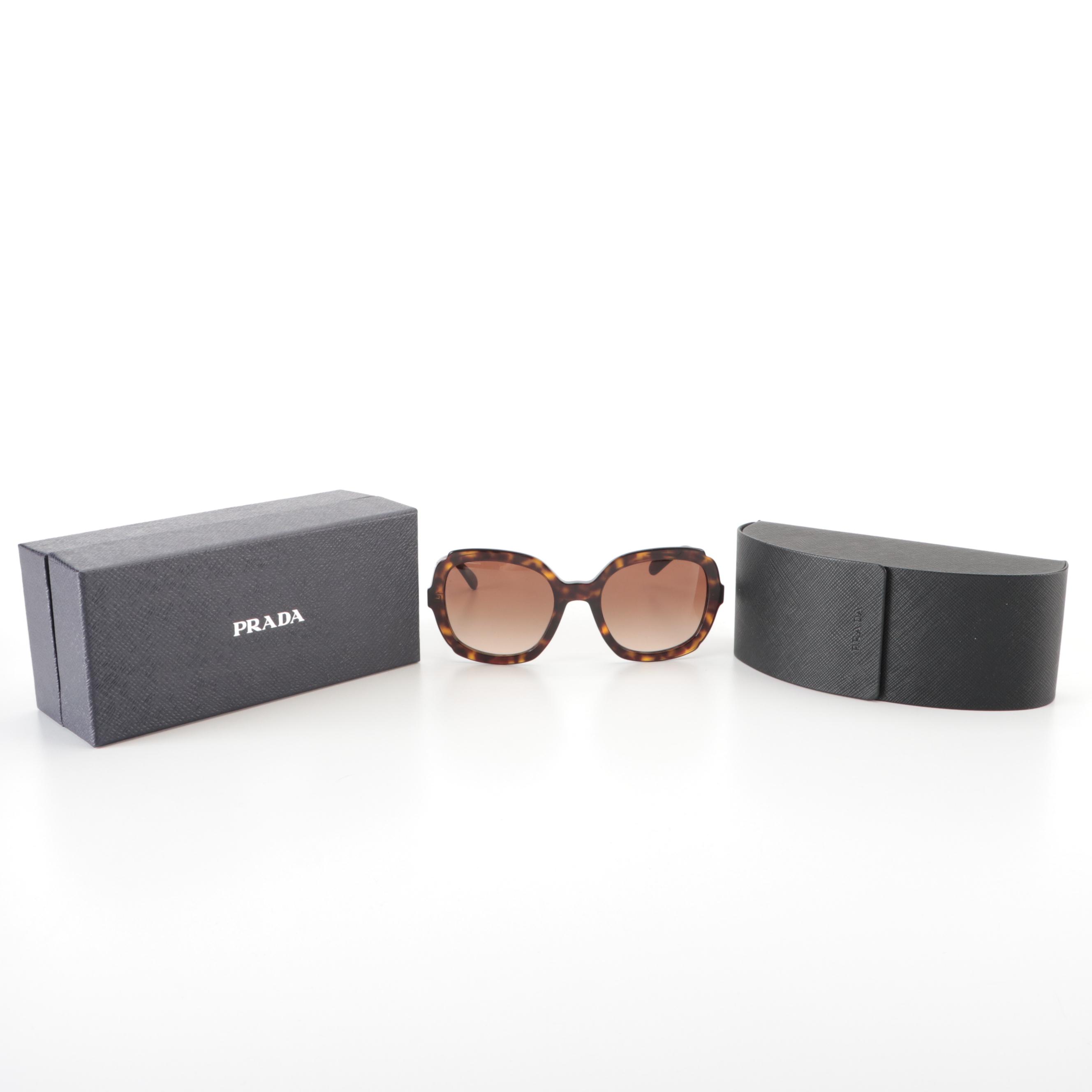 Prada SPR16U Dark Havana Sunglasses with Case and Box