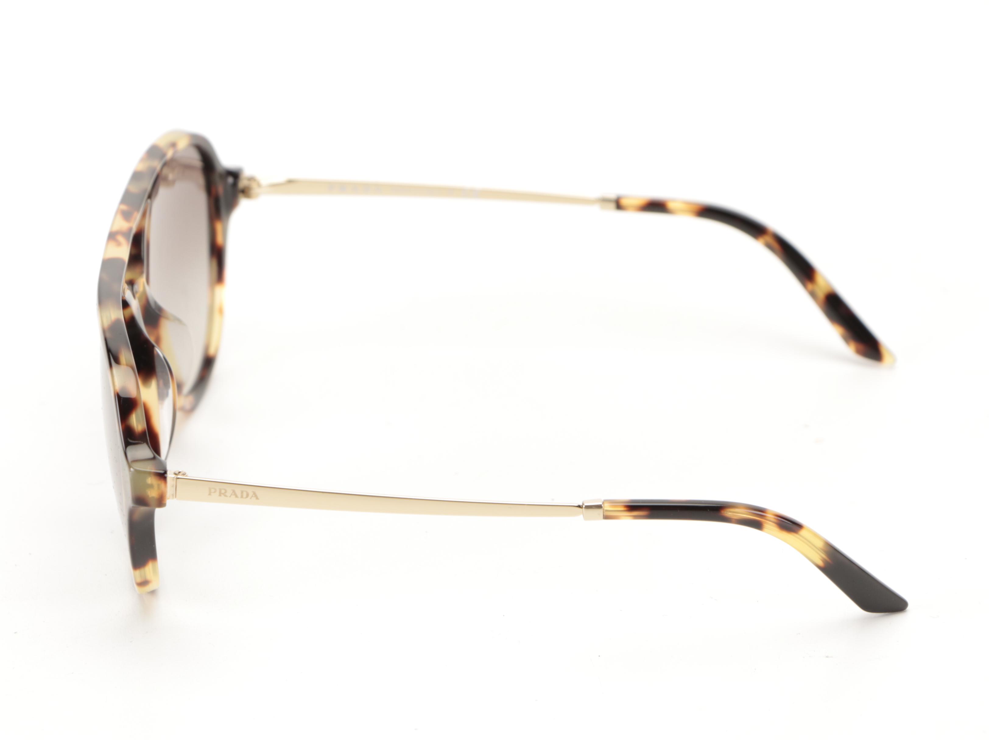 Prada SPR13W-F Havana Pilot Sunglasses with Case and Box