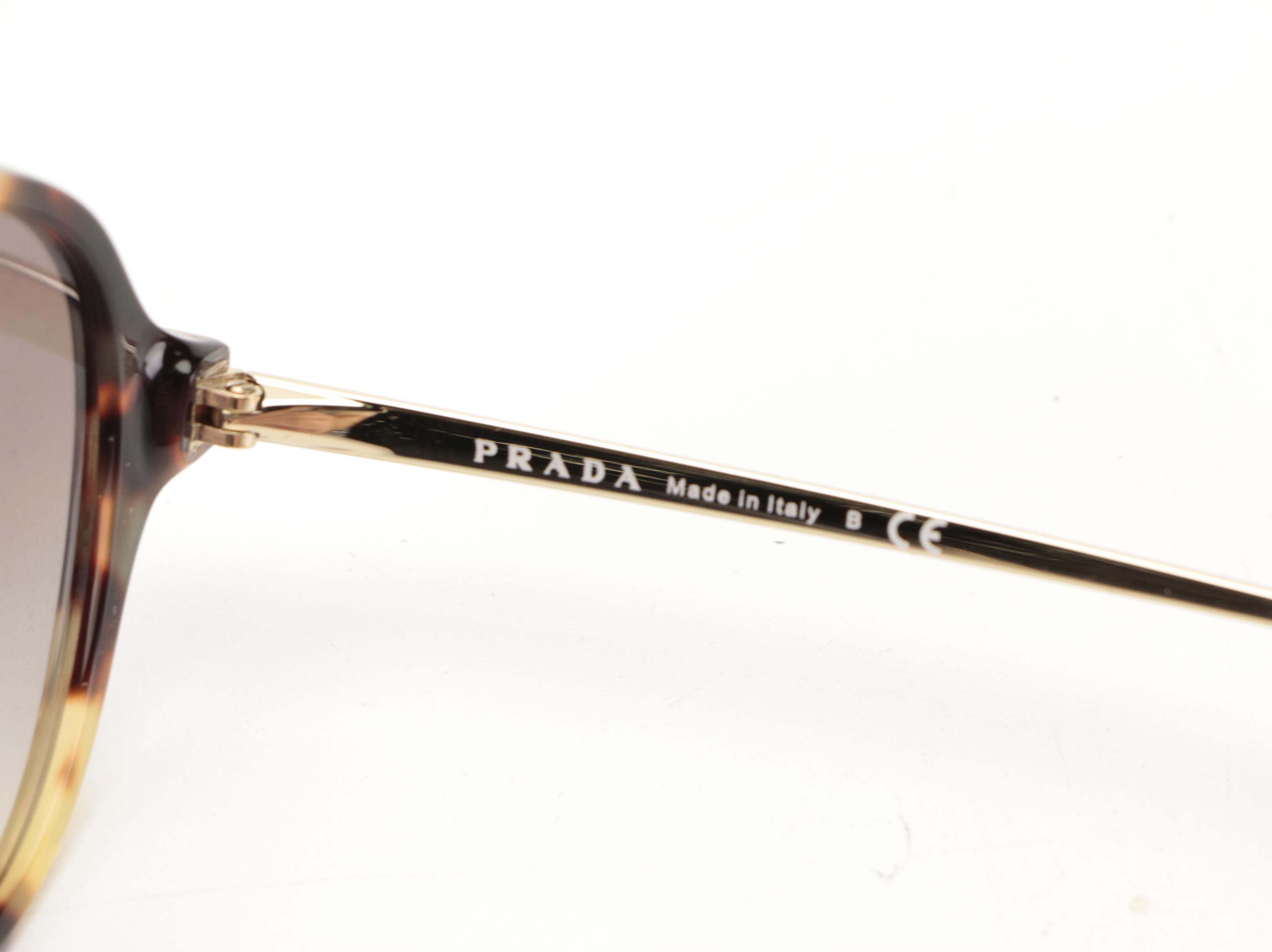 Prada SPR13W-F Havana Pilot Sunglasses with Case and Box