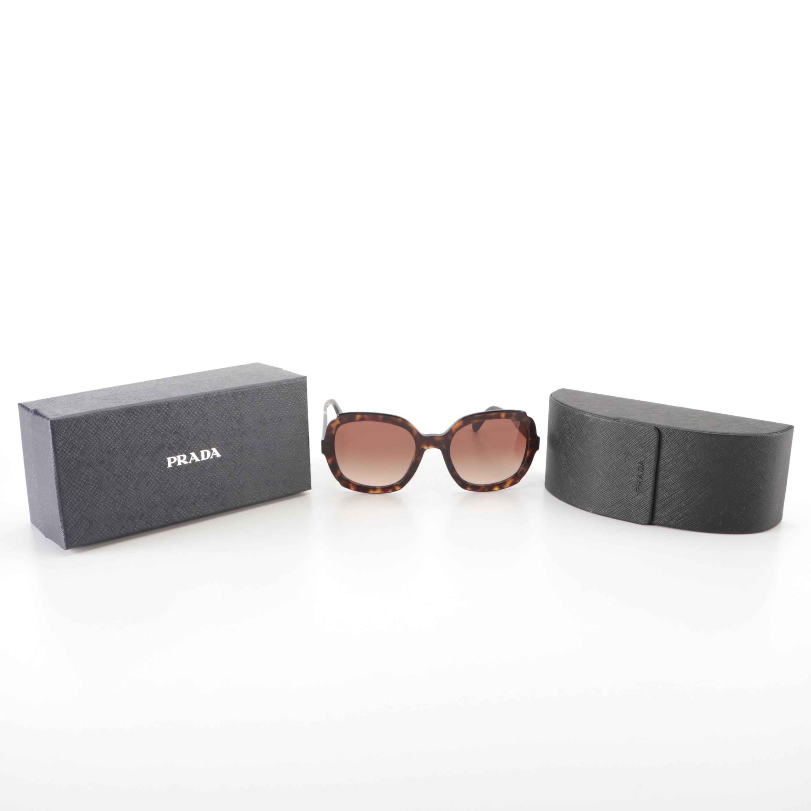 Prada SPR16U Dark Havana Sunglasses with Case and Box