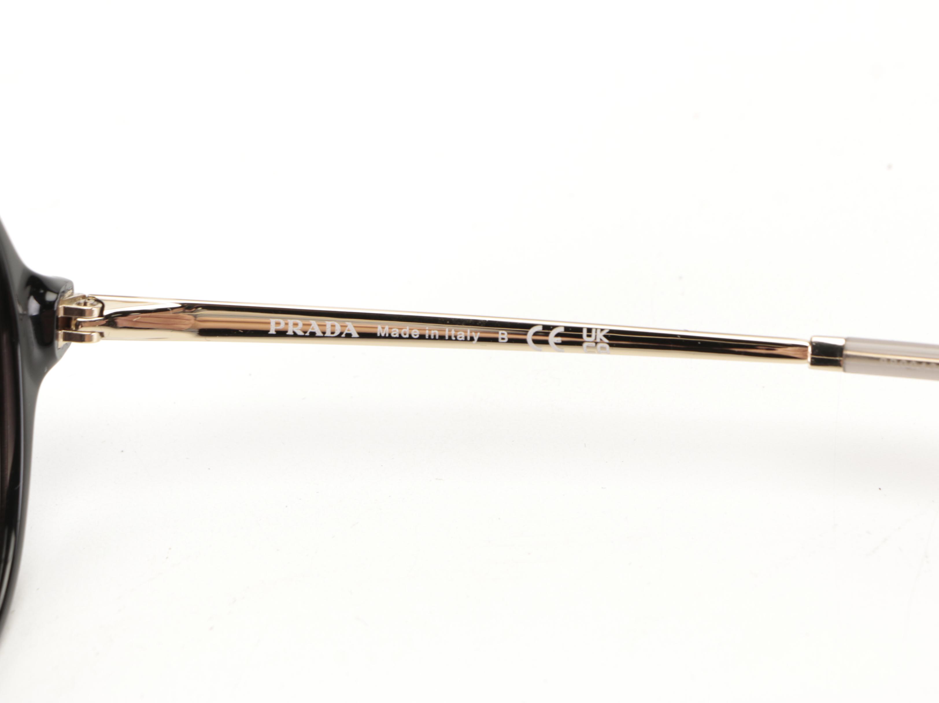 Prada SPR13W Glossy Black Pilot Sunglasses with Case and Box