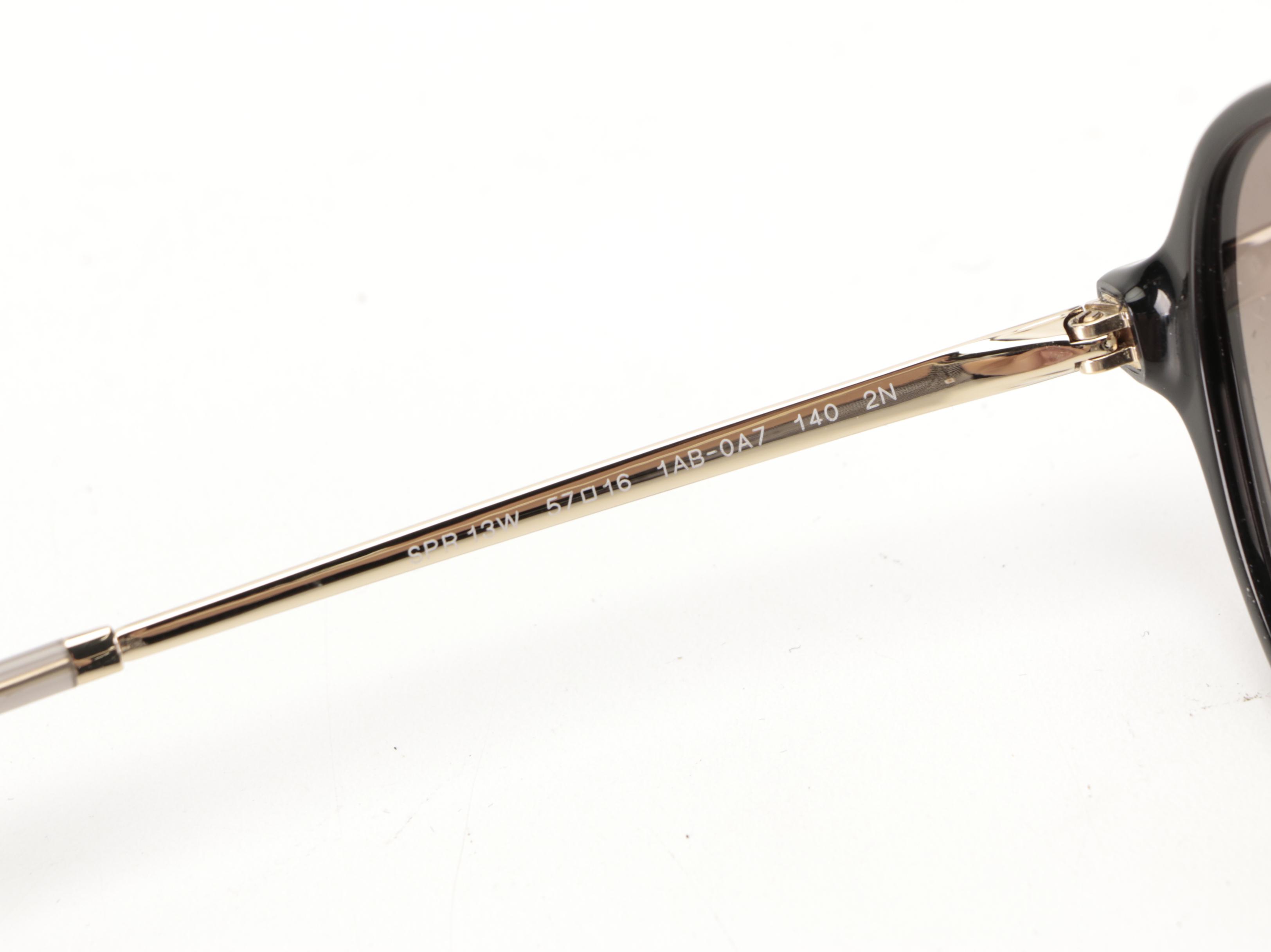 Prada SPR13W Glossy Black Pilot Sunglasses with Case and Box