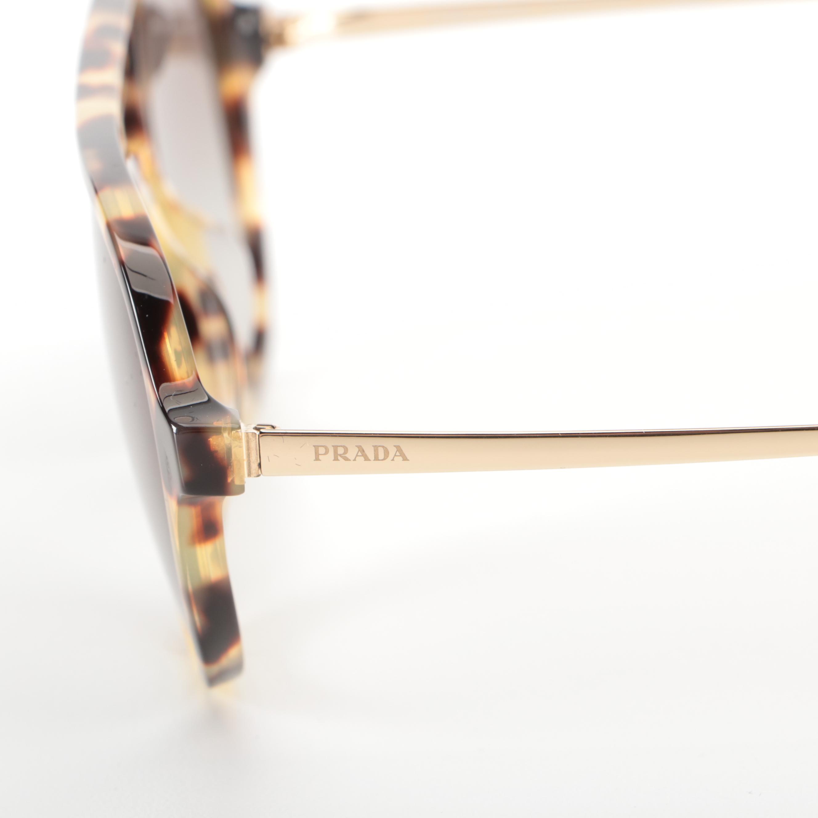 Prada SPR13W-F Havana Pilot Sunglasses with Case and Box