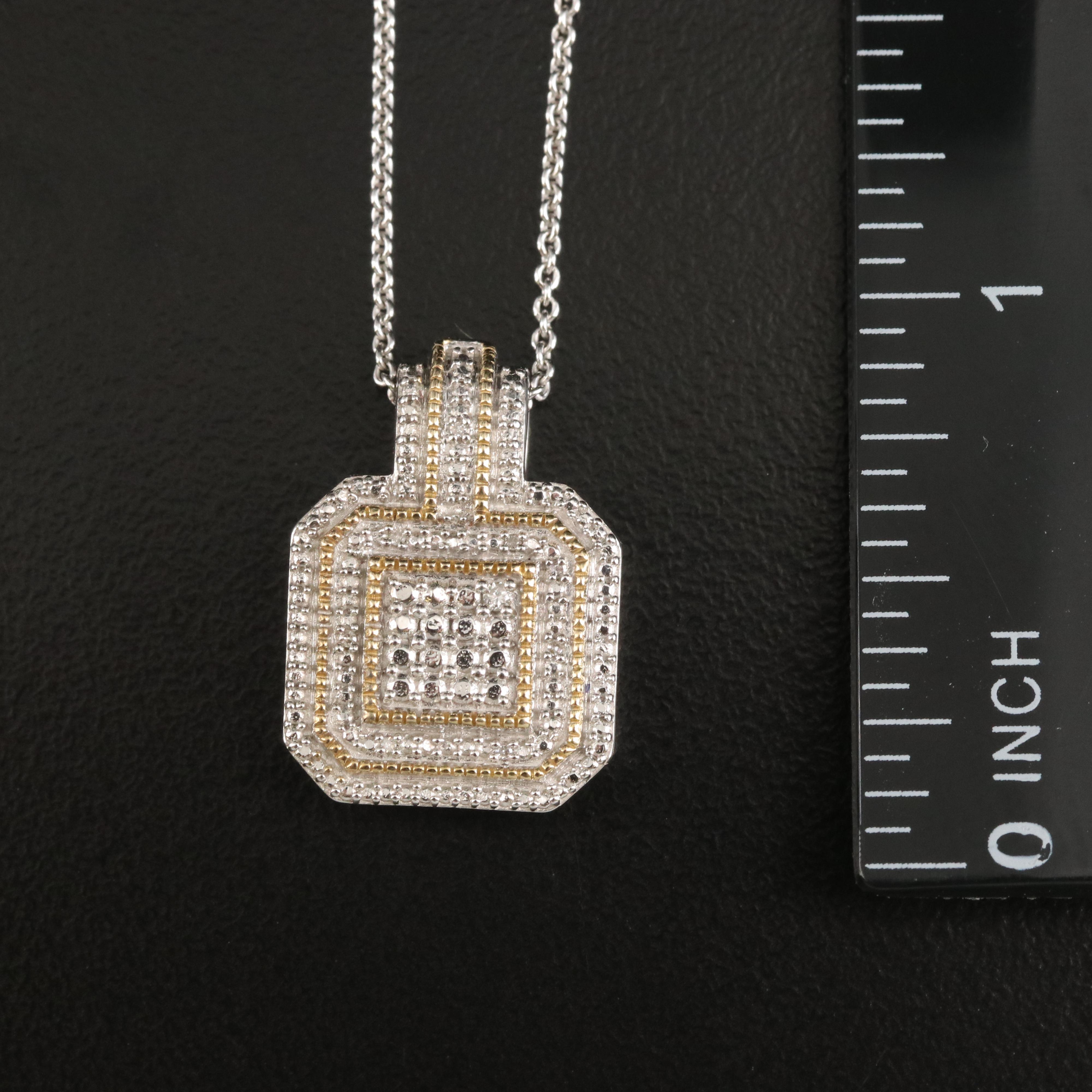 Sterling Diamond Necklace and Earring Set