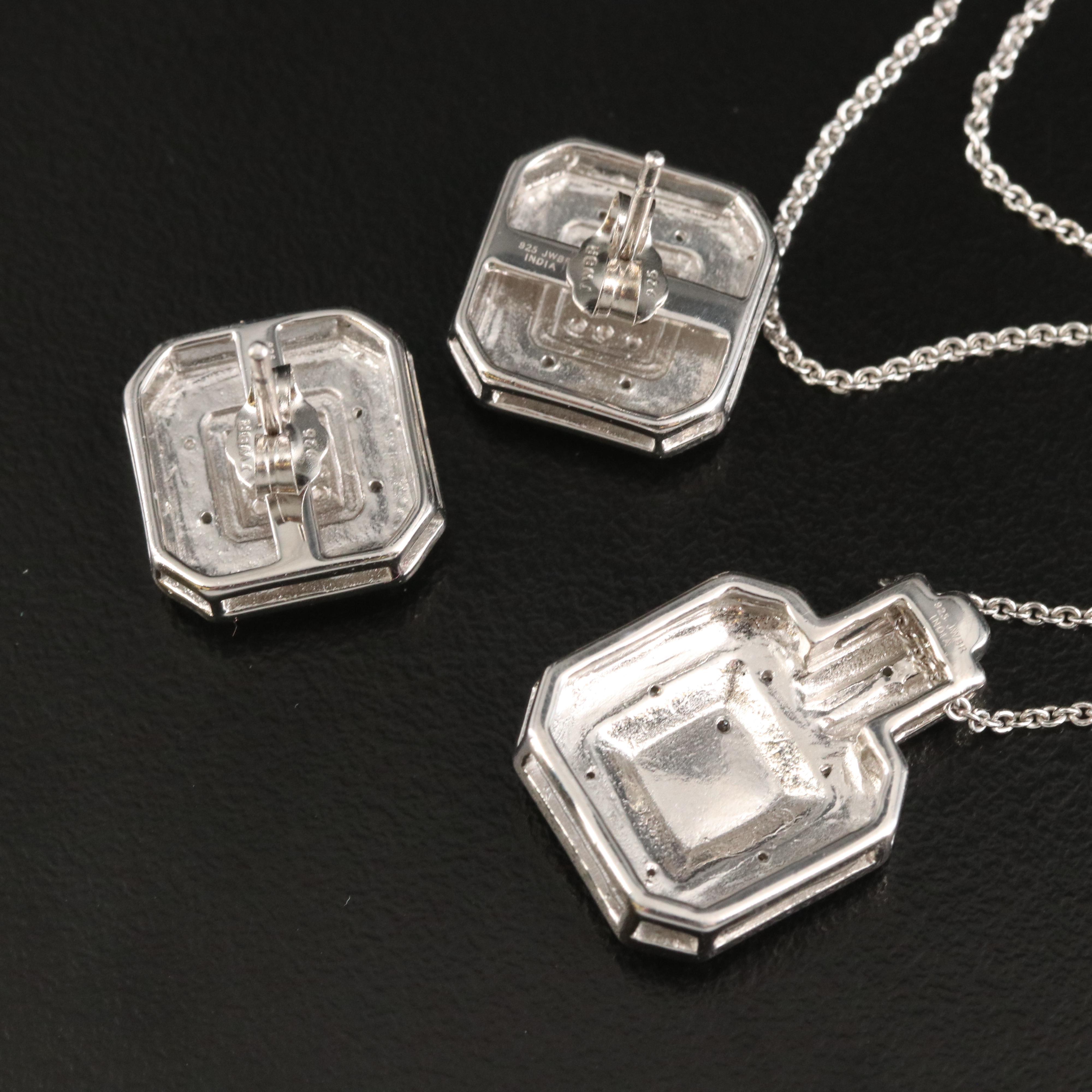 Sterling Diamond Necklace and Earring Set