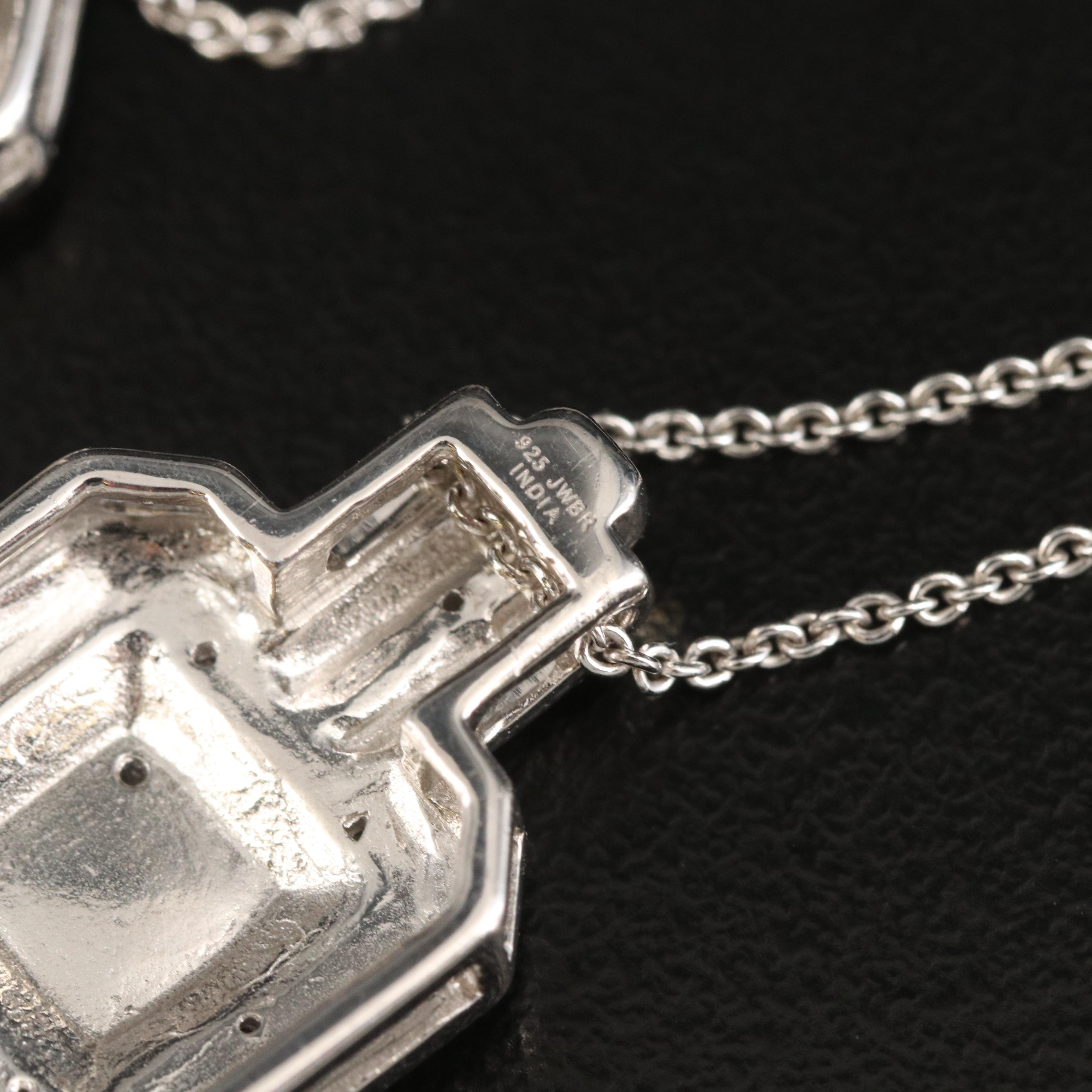 Sterling Diamond Necklace and Earring Set