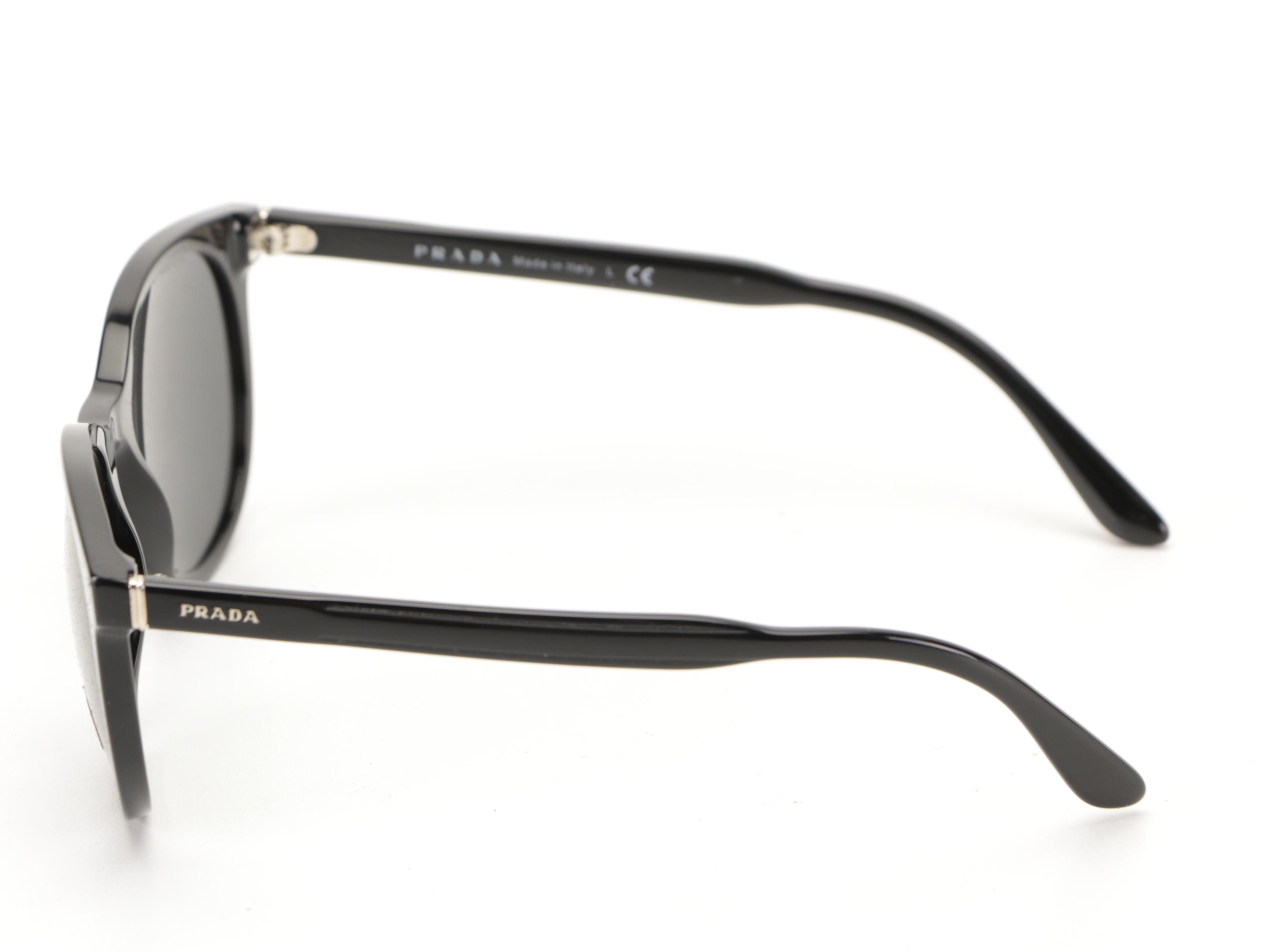 Prada SPR06T Glossy Black Sunglasses with Case and Box