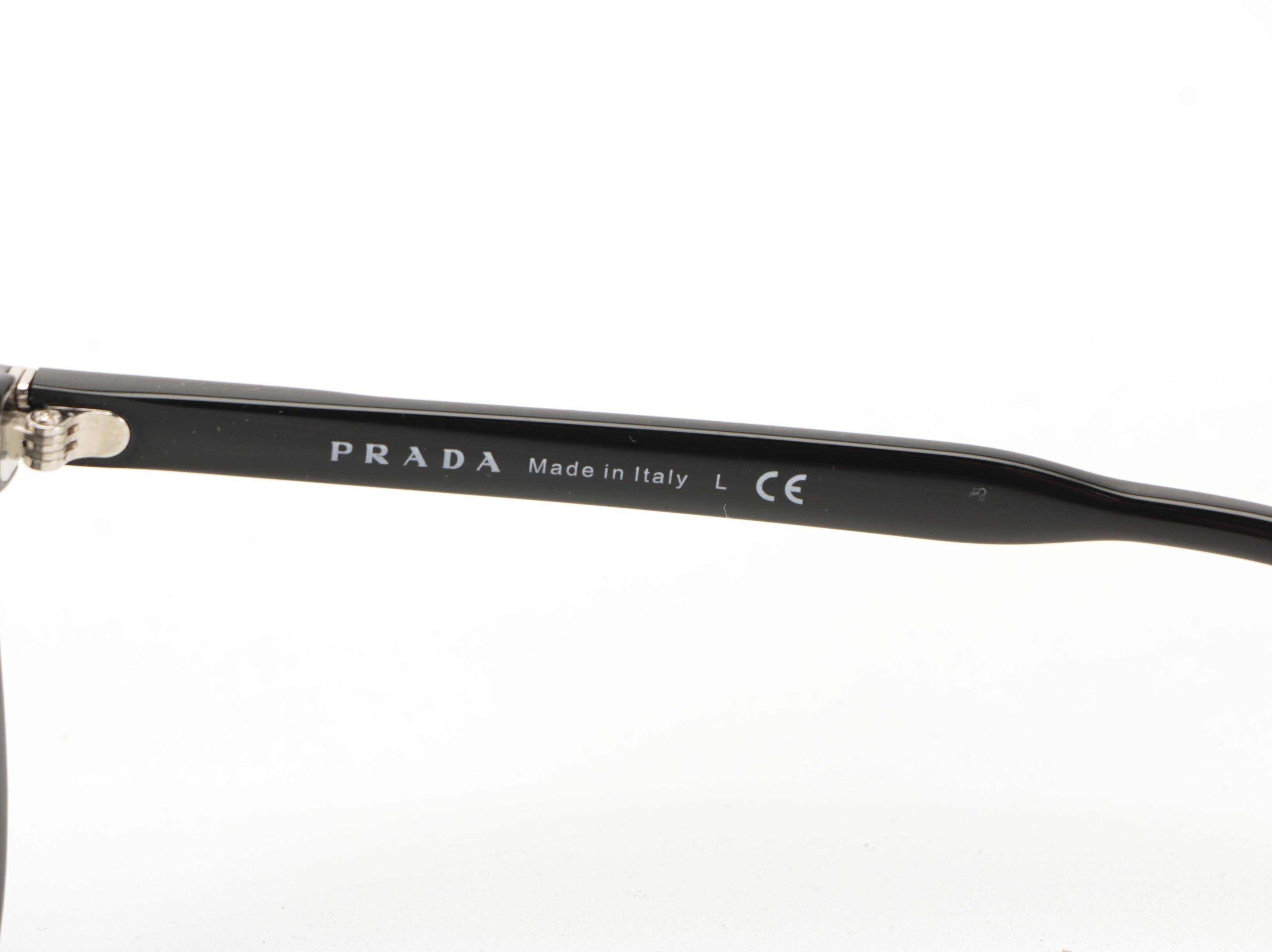 Prada SPR06T Glossy Black Sunglasses with Case and Box