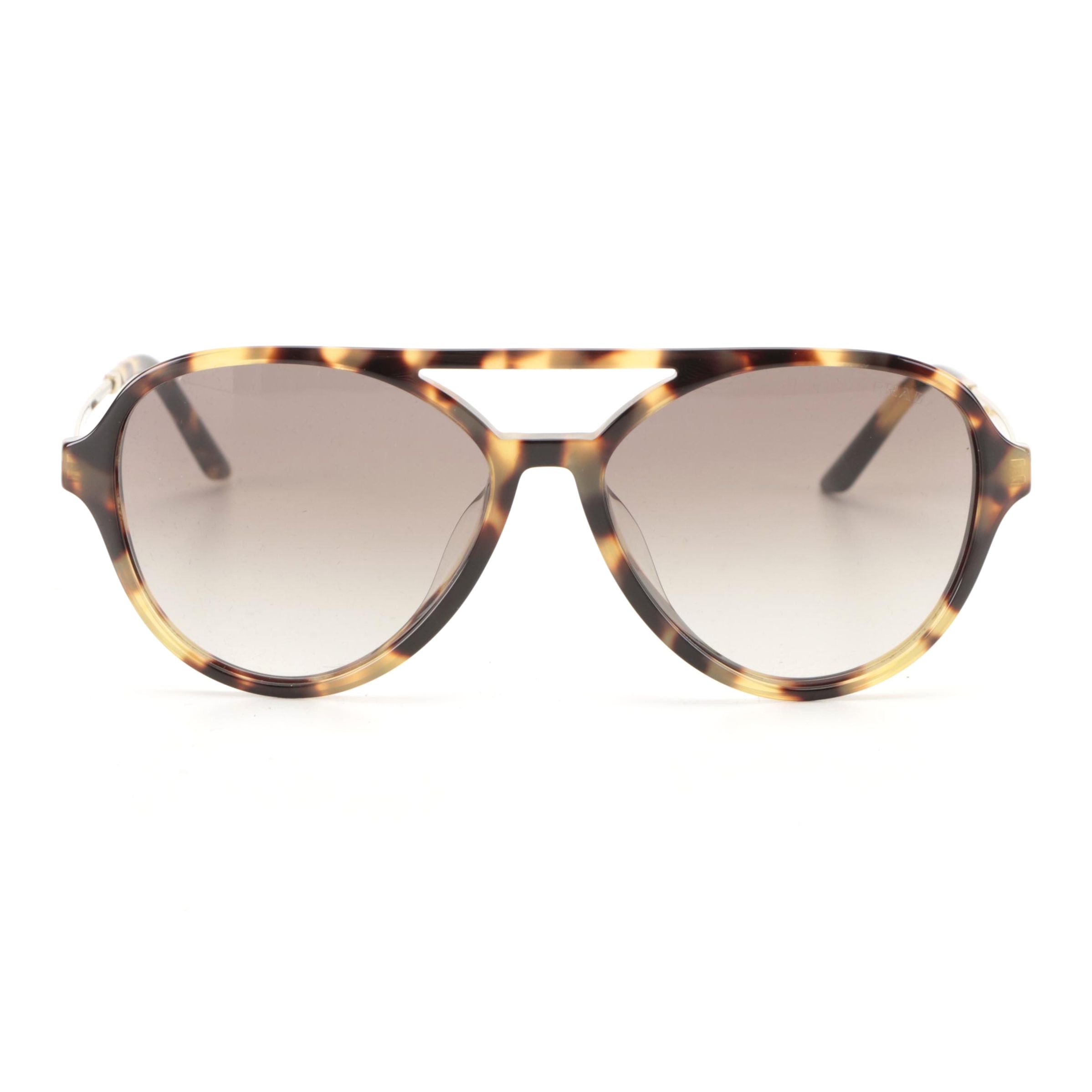 Prada SPR13W-F Havana Pilot Sunglasses with Case and Box