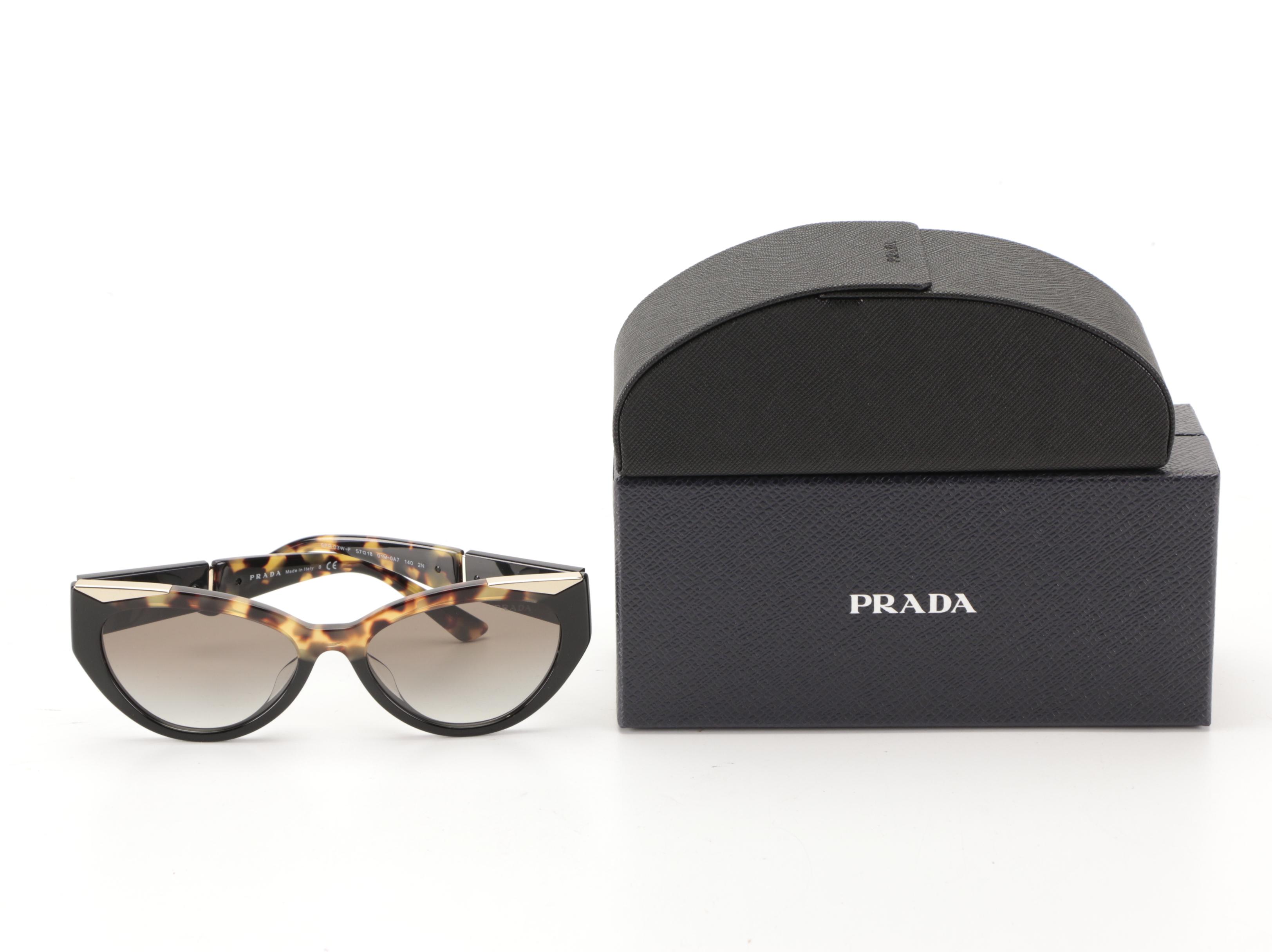 Prada SPR03W-F Modified Cat Eye Sunglasses with Case and Box