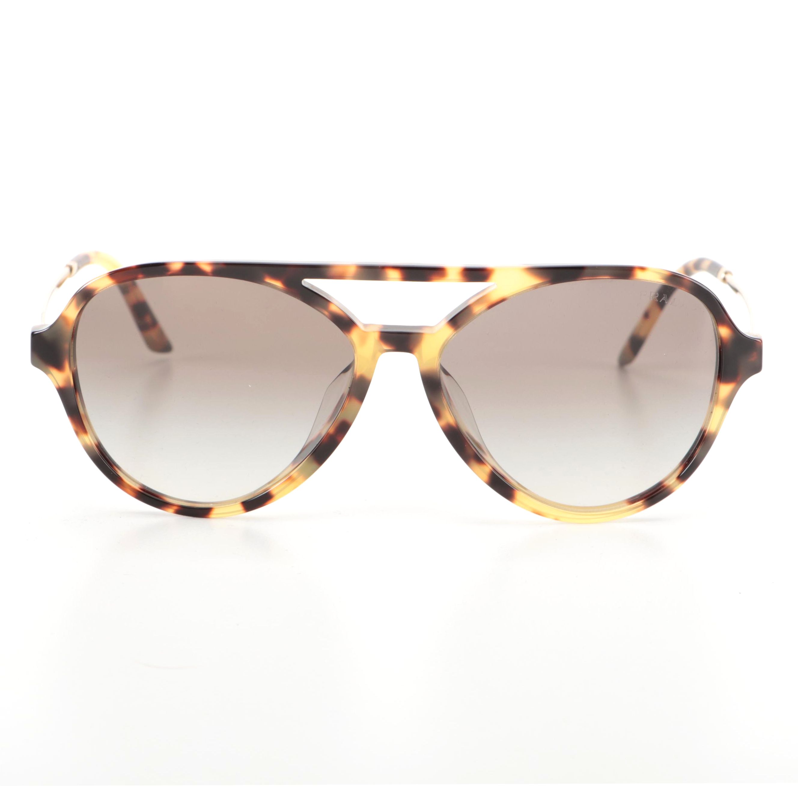 Prada SPR13W-F Havana Pilot Sunglasses with Case and Box