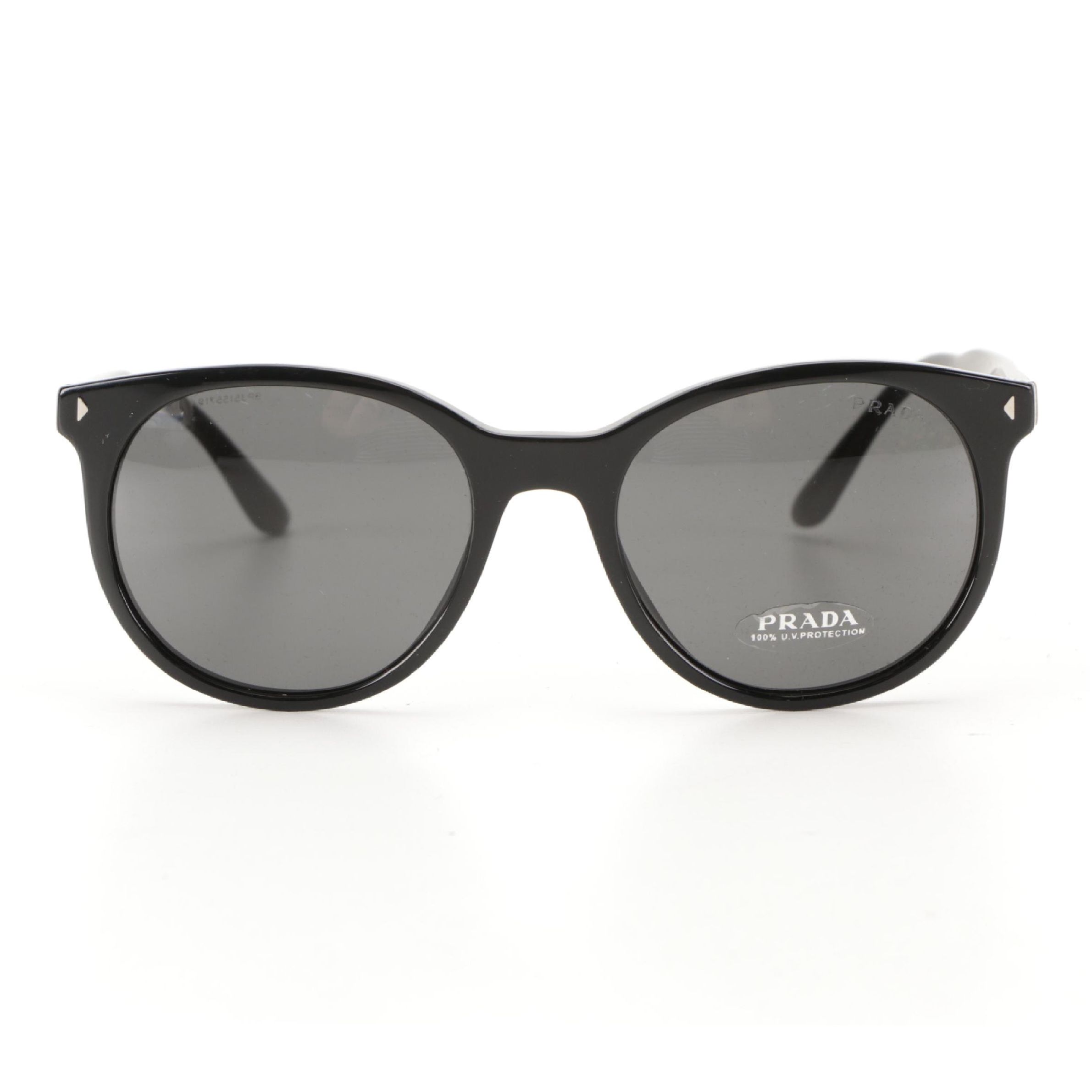Prada SPR06T Glossy Black Sunglasses with Case and Box