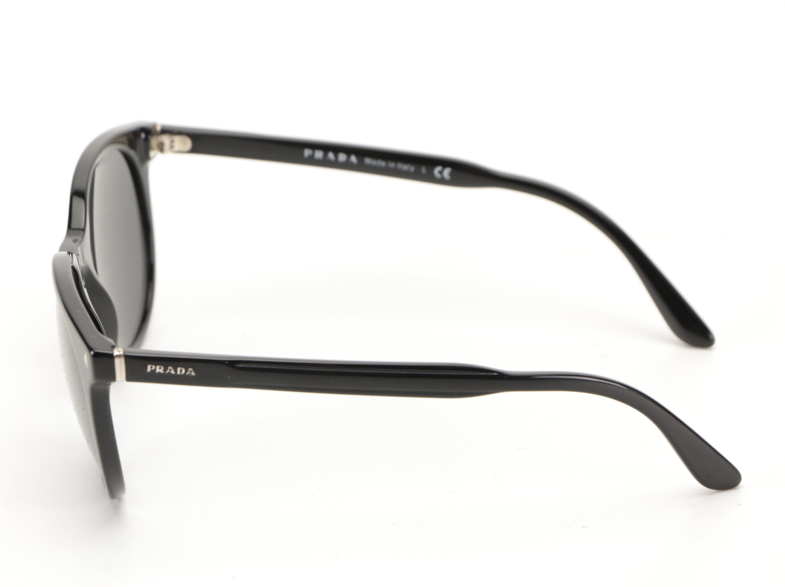 Prada SPR06T Glossy Black Sunglasses with Case and Box