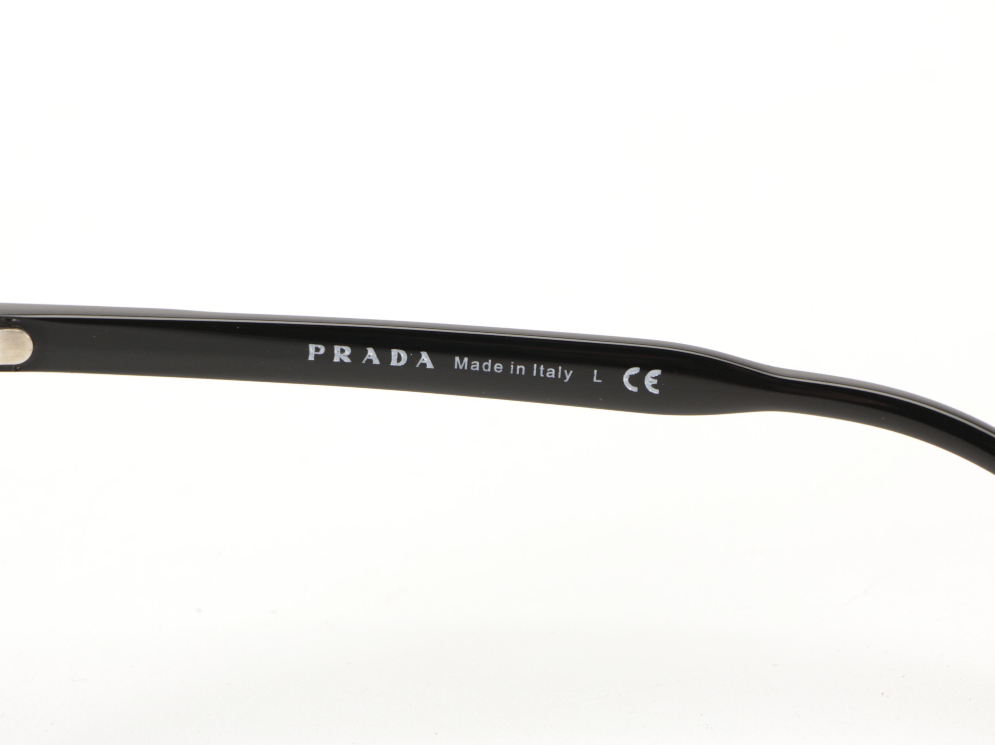 Prada SPR06T Glossy Black Sunglasses with Case and Box