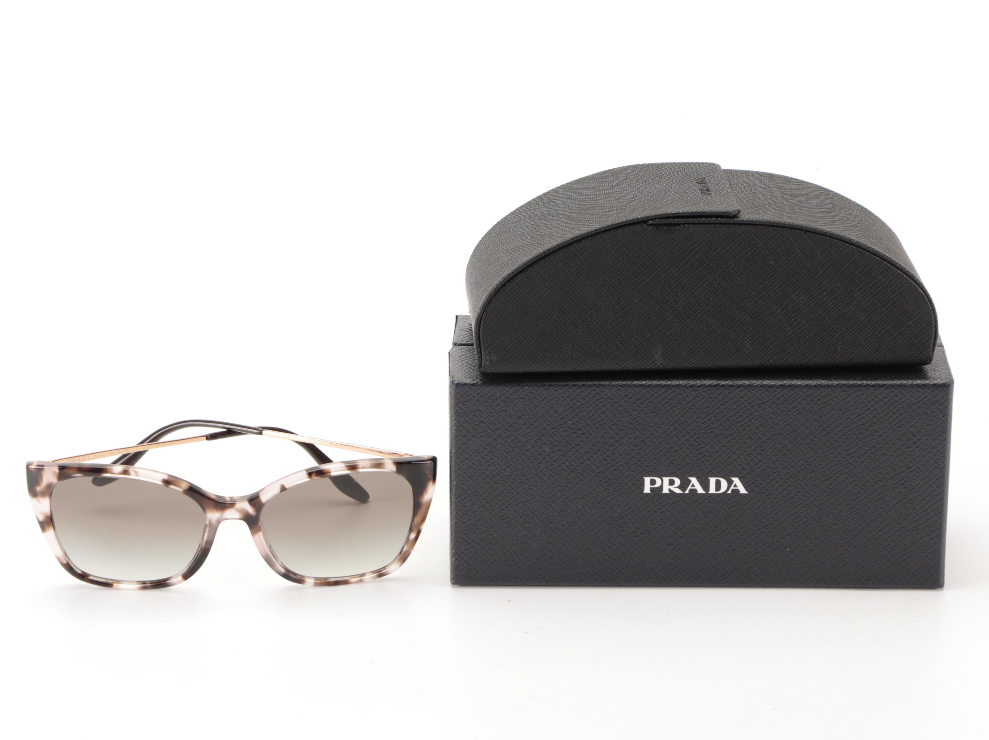 Prada SPR12X Orchid Tortoise Modified Cat Eye Sunglasses with Case and Box