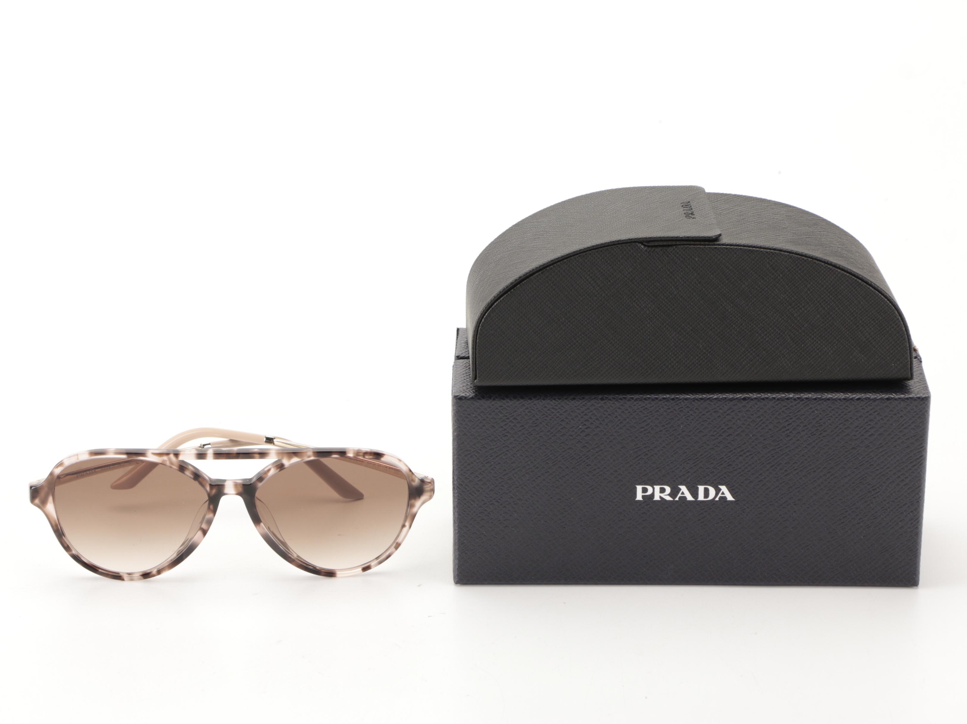 Prada SPR13W-F Aviator Sunglasses with Case and Box