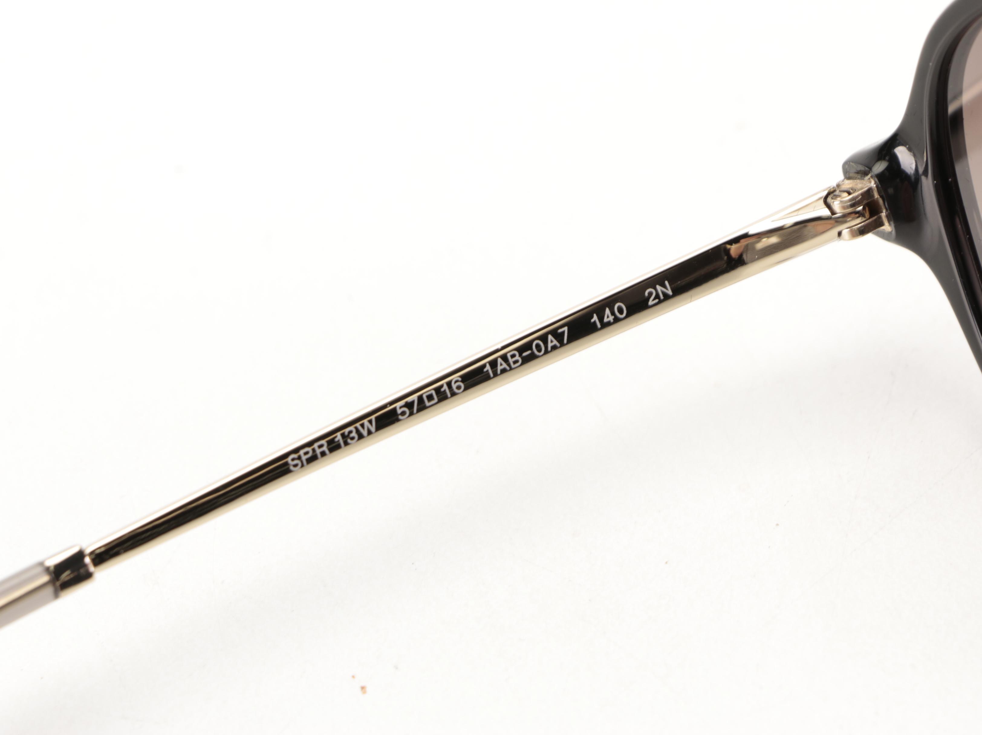 Prada SPR13W Glossy Black Pilot Sunglasses with Case and Box