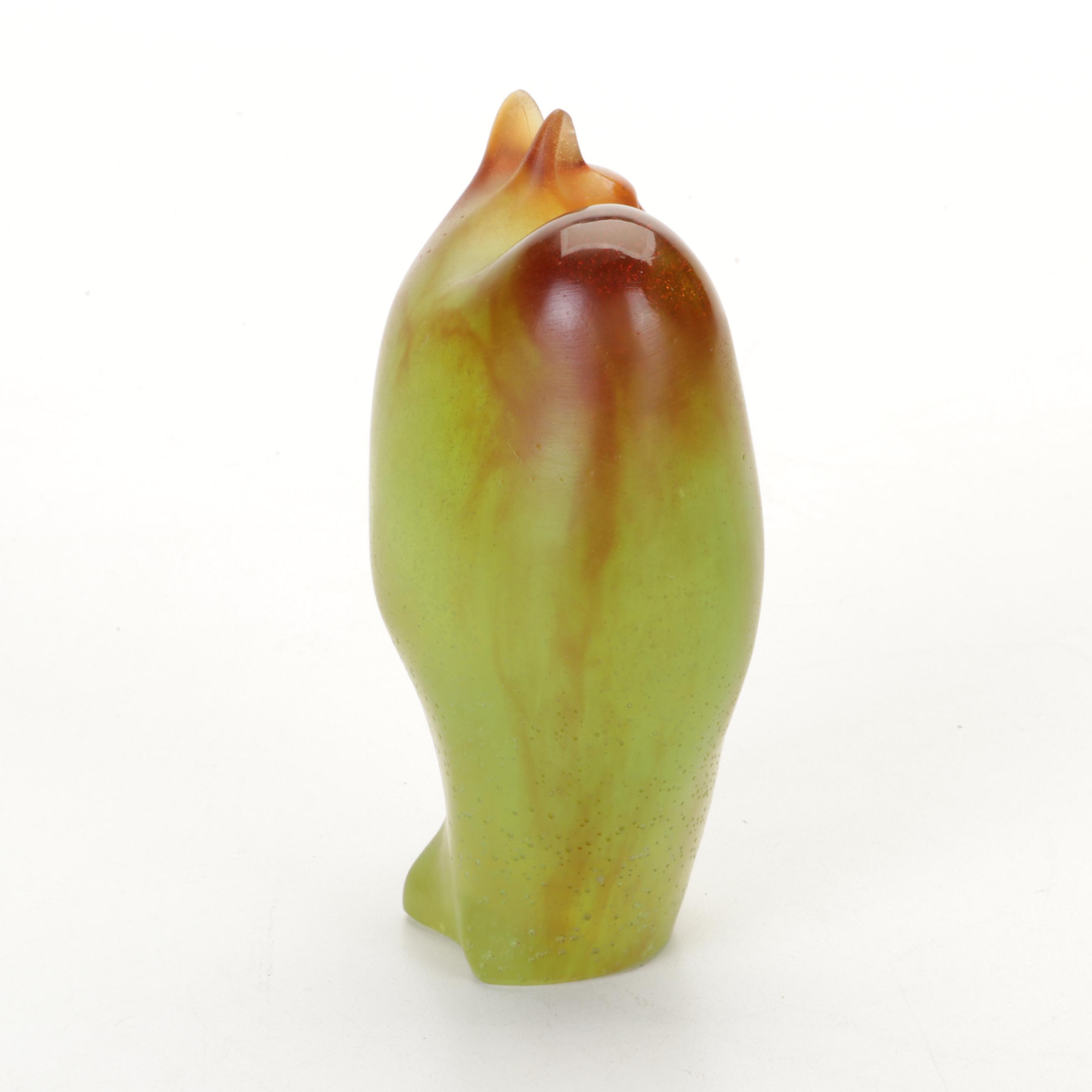 Daum Crystal Cat Figurine by Claude L'hoste