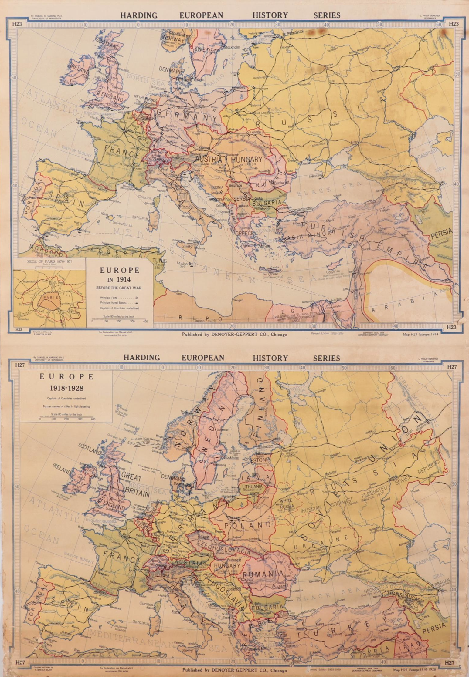 Denoyer-Geppert Co. School Map of Europe, 1928–1929