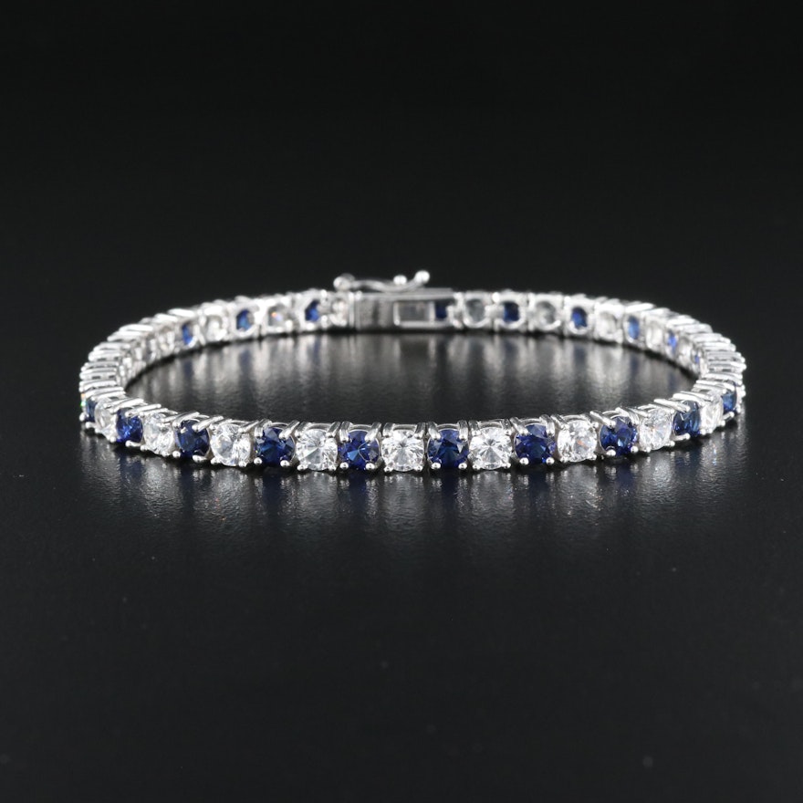 Sterling Sapphire Line Bracelet