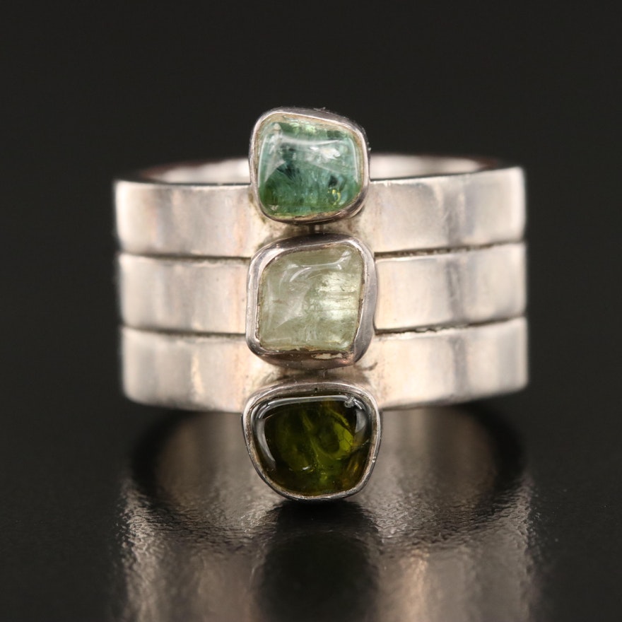Lilly Barrack Sterling Tourmaline Multi-Row Ring