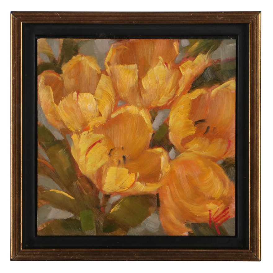 Krista Eaton Floral Oil Painting With Tulips