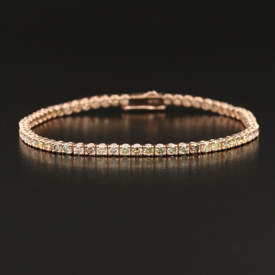 14K Rose Gold 3.52 CTW Diamond Line Bracelet